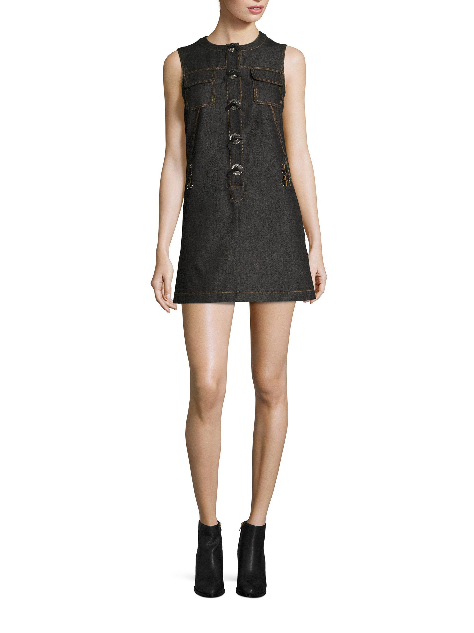Coach Embroidered Sleeveless Denim Dress in Black Lyst