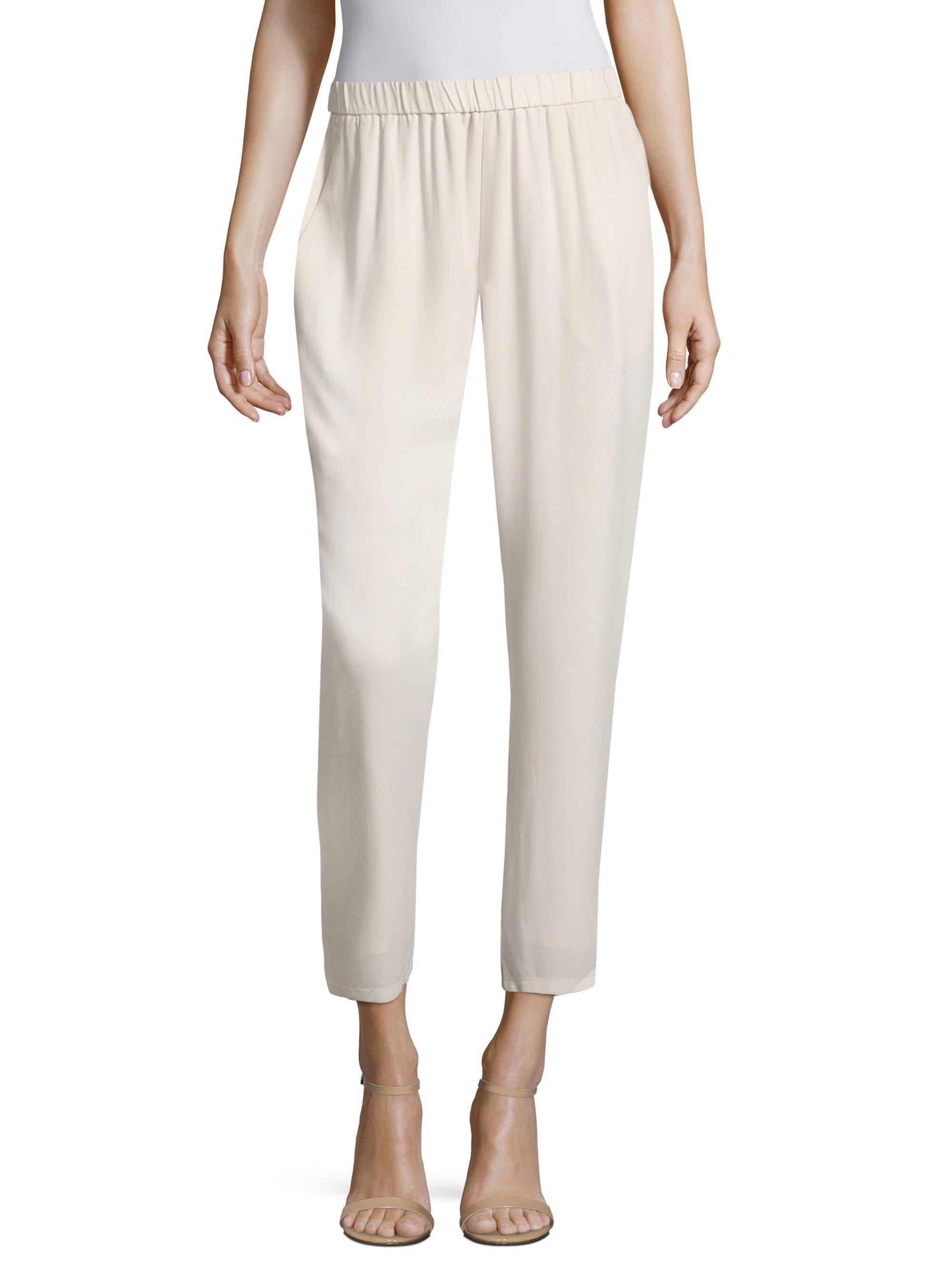Eileen fisher System Silk Slouchy Ankle Pants in White Lyst