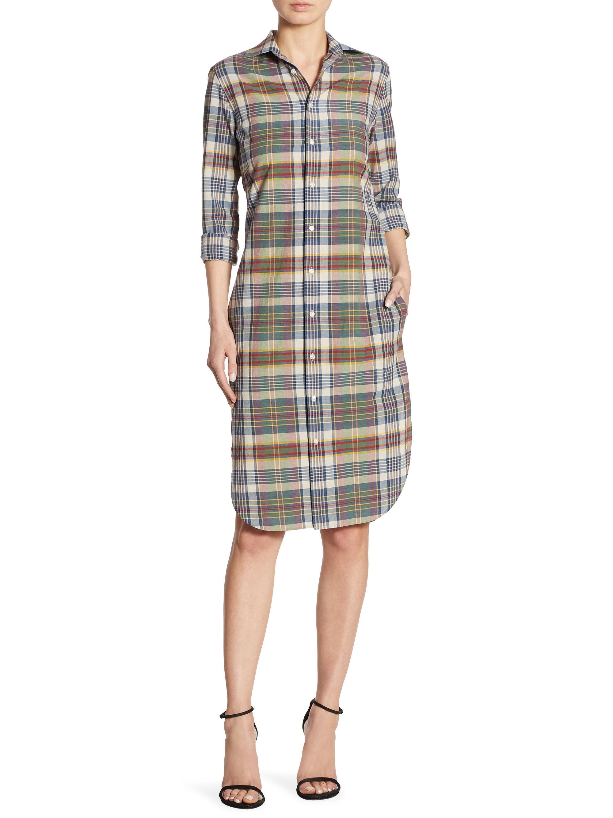polo ralph lauren linen madras dress
