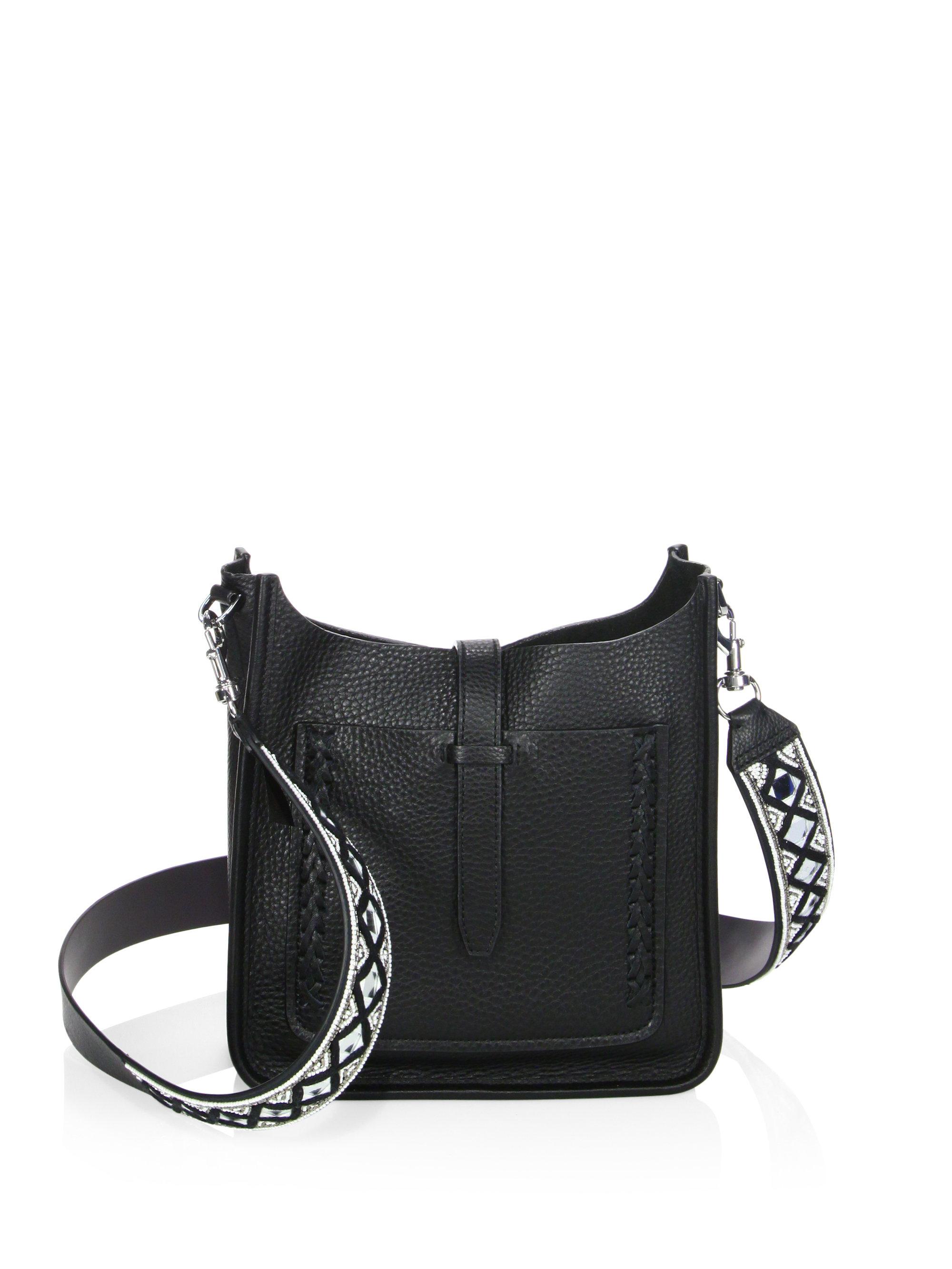 Rebecca Minkoff Small Unlined Feed Leather Crossbody Bag With Guitar Strap  in Black | Lyst