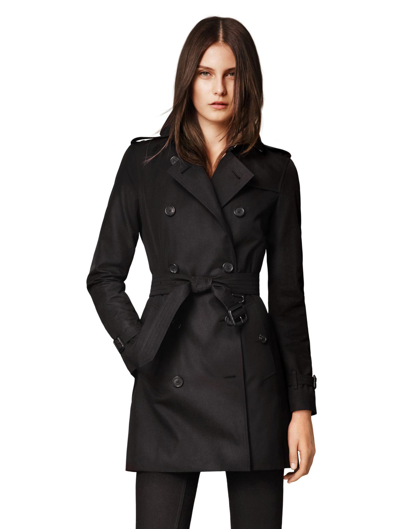 Burberry Kensington Mid-length Heritage Trench Coat in Black | Lyst