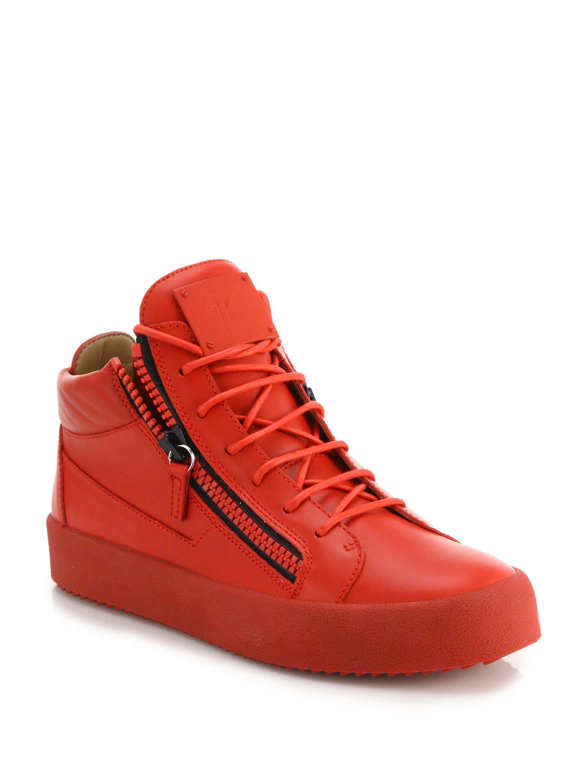 Giuseppe Zanotti Double Zip Mid-rise Sneakers in Red for Men - Lyst
