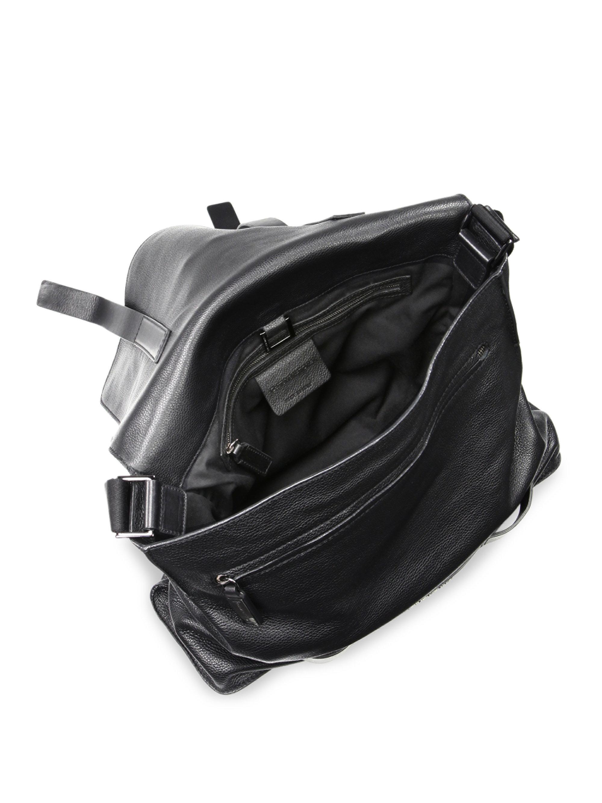 CoSTUME NATIONAL Solid Leather Messenger Bag in Black for Men | Lyst
