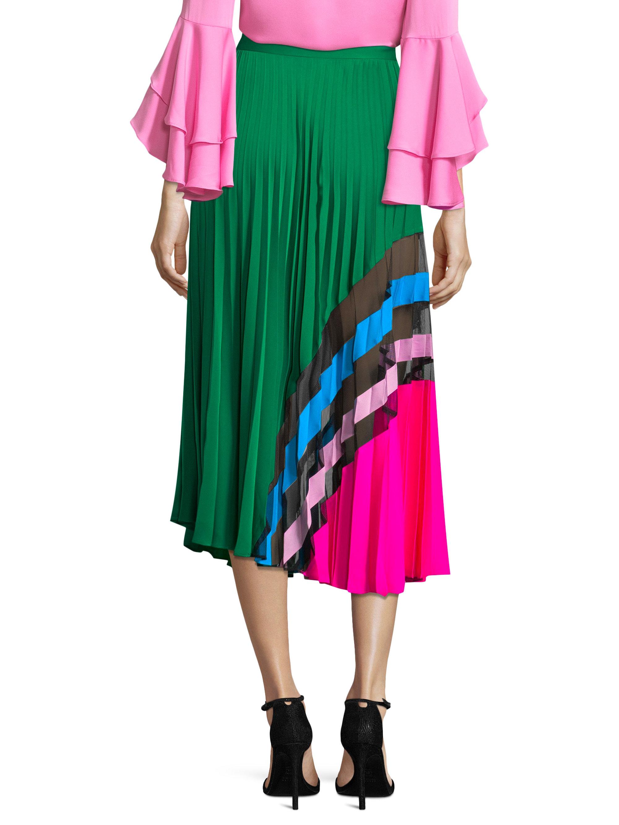 emerald green pleated maxi skirt