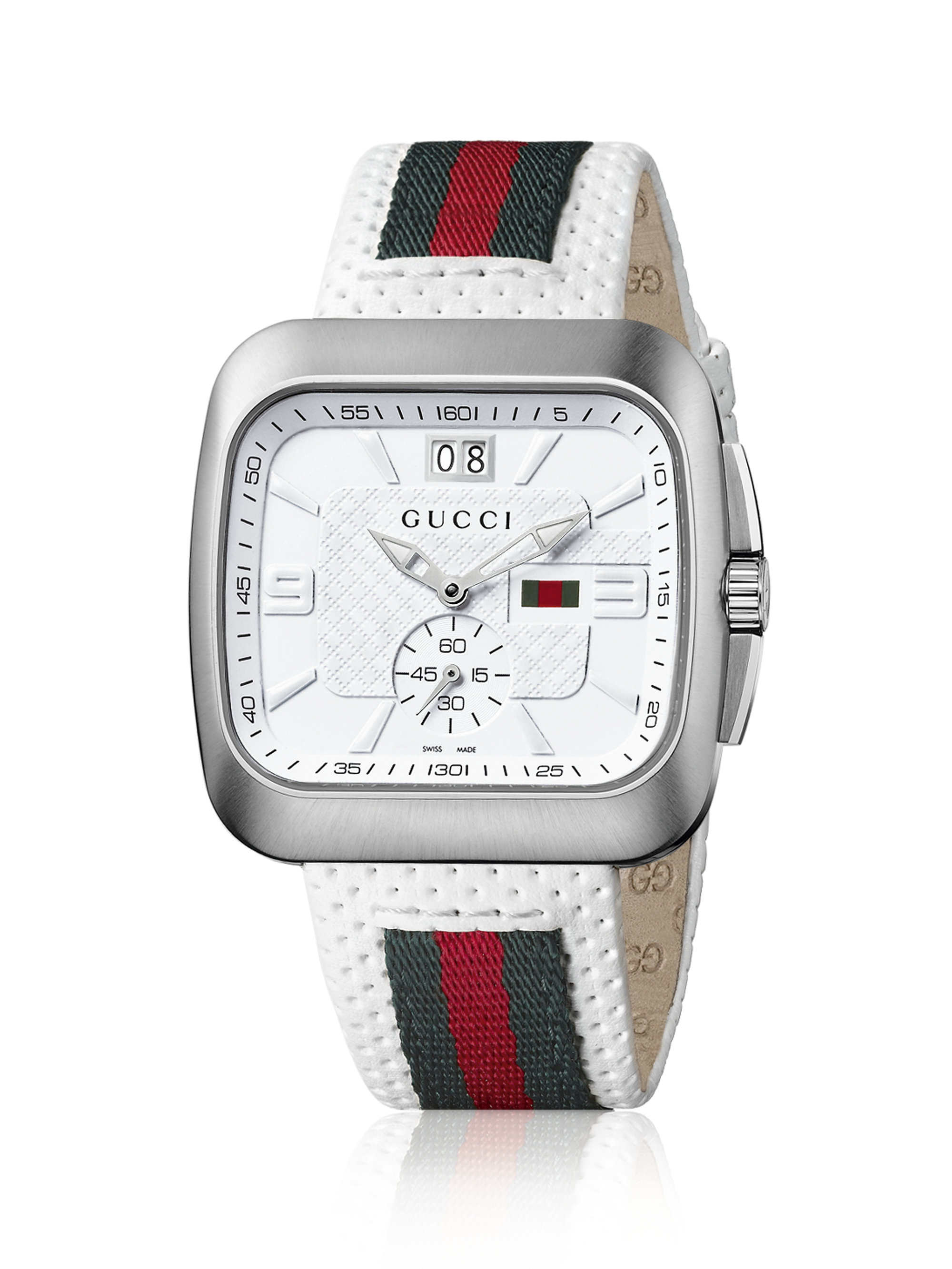 Gucci Men's Coup&#233; Chronograph Watch W/ Leather/web Strap in White for  Men | Lyst