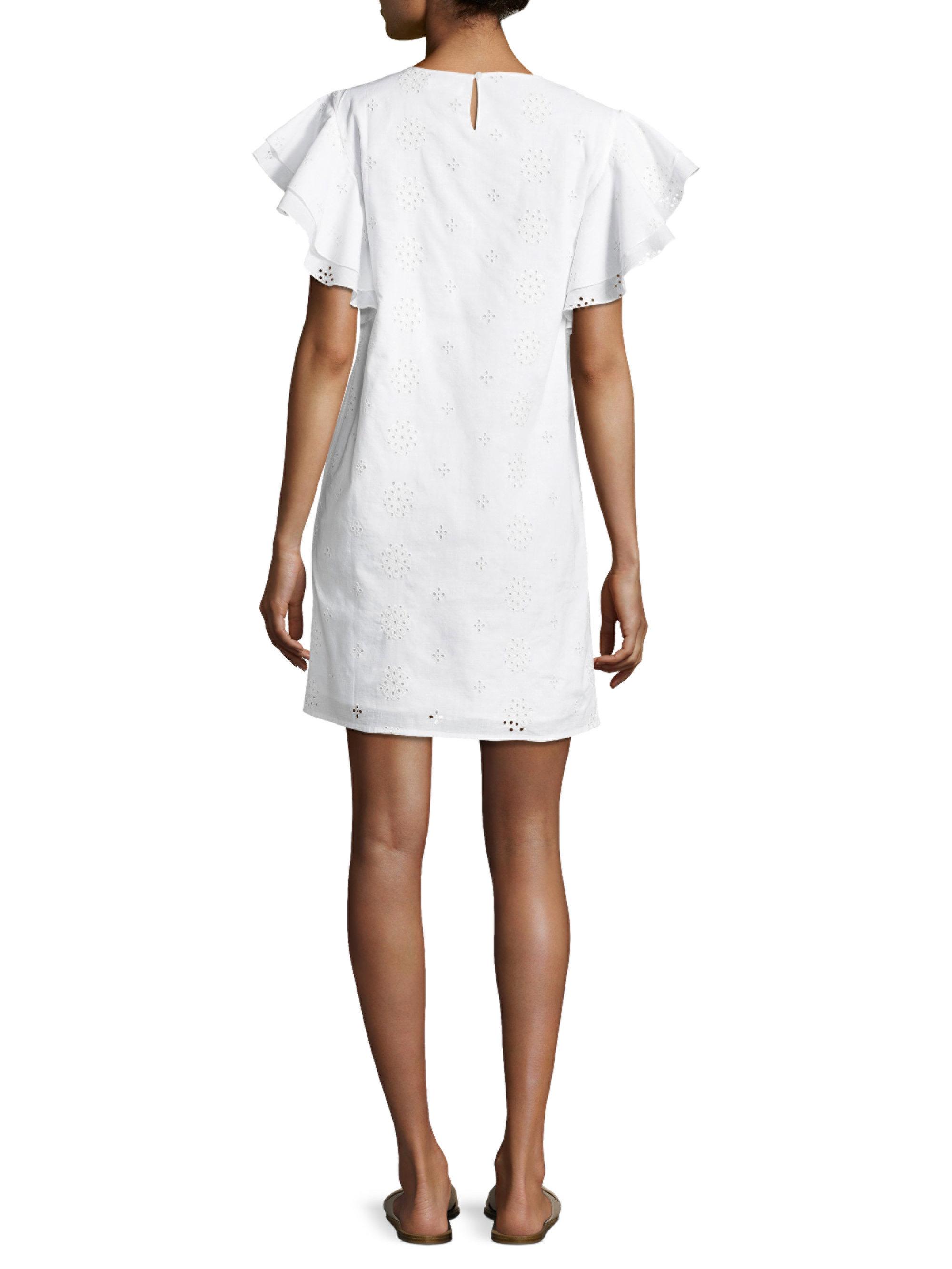 Vineyard Vines Cotton Eyelet Flutter Sleeve Dress in White Lyst