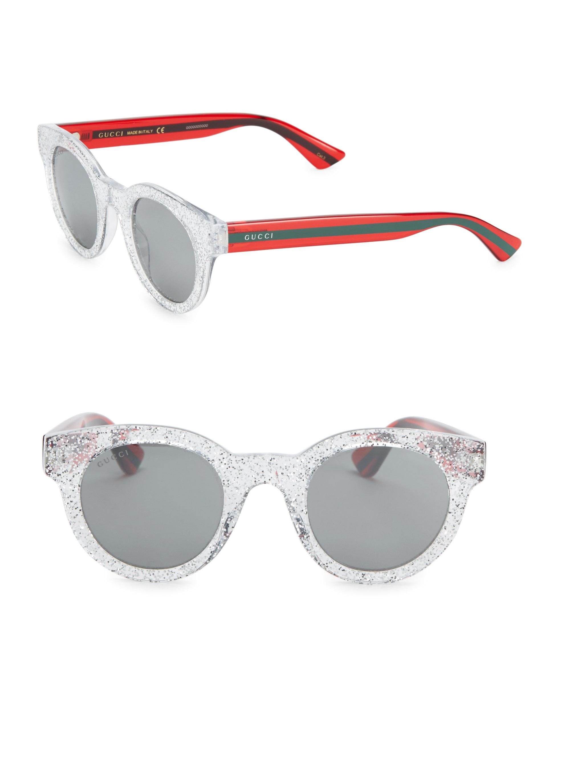 Gucci Round Glitter Sunglasses in Silver (Metallic) for Men - Lyst