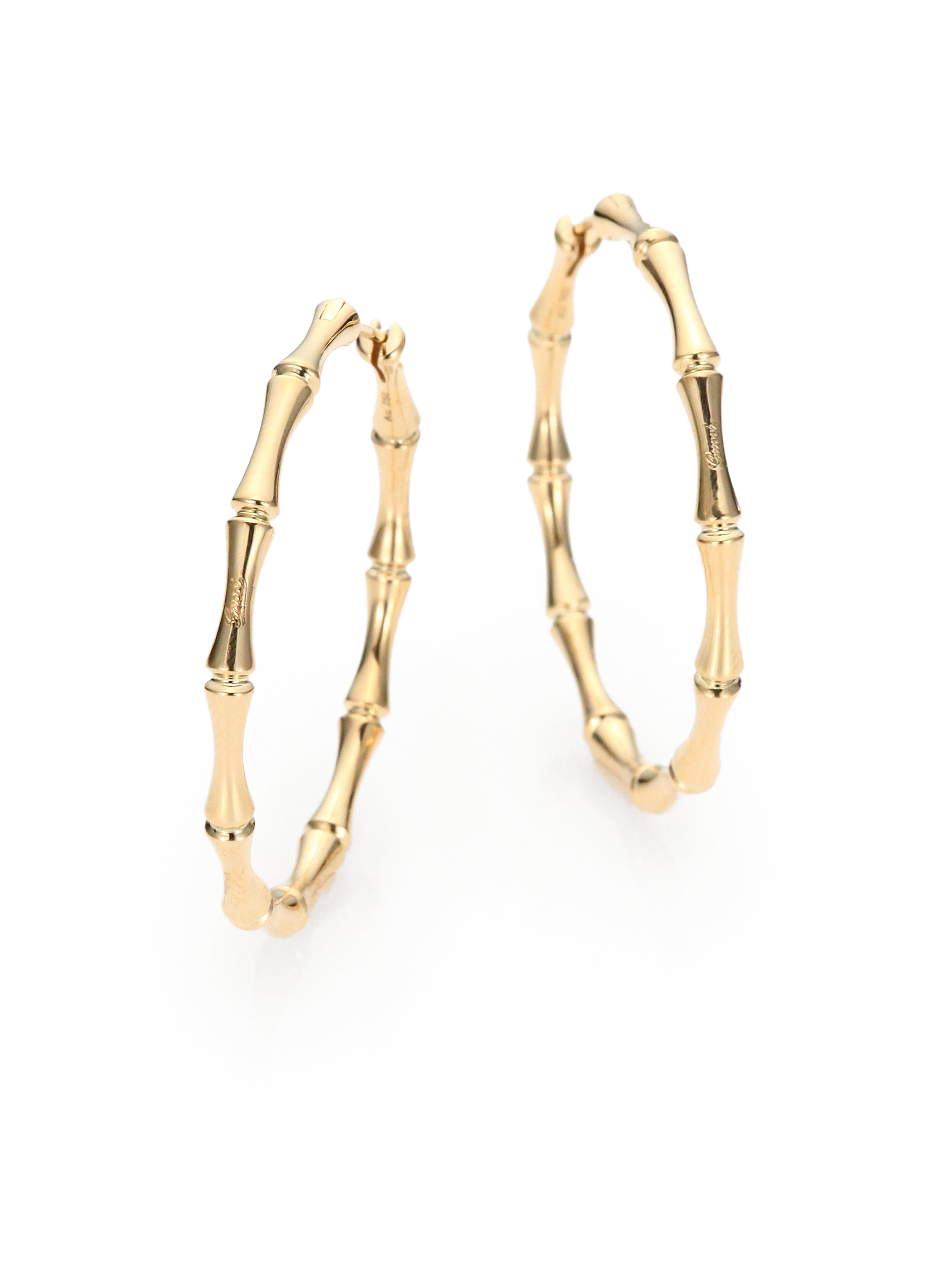 Gucci Bamboo 18k Yellow Gold Hoop Earrings/1.5 in Metallic | Lyst