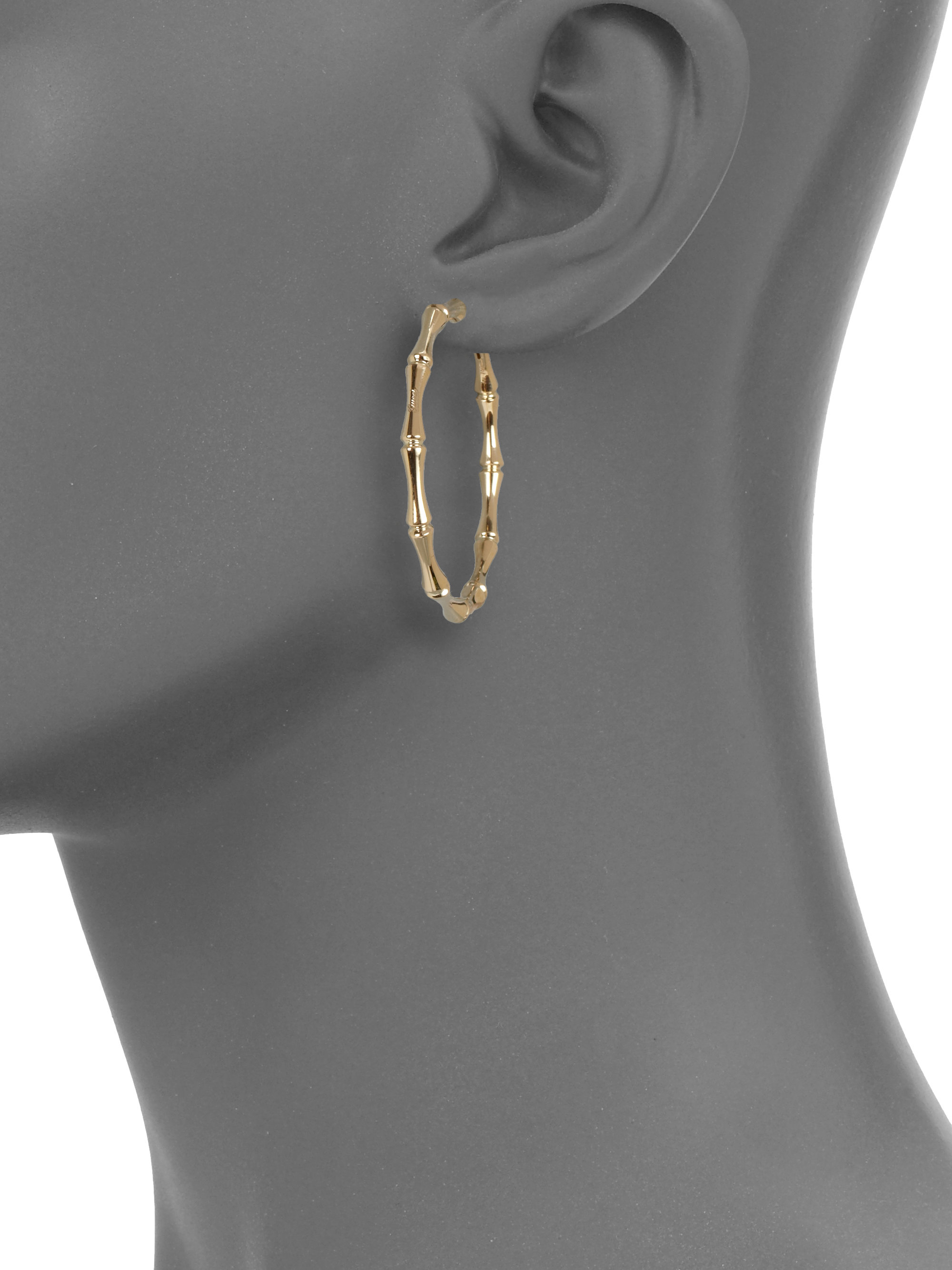 Bamboo Yellow Hoop Earrings/1.5 in Metallic - Lyst