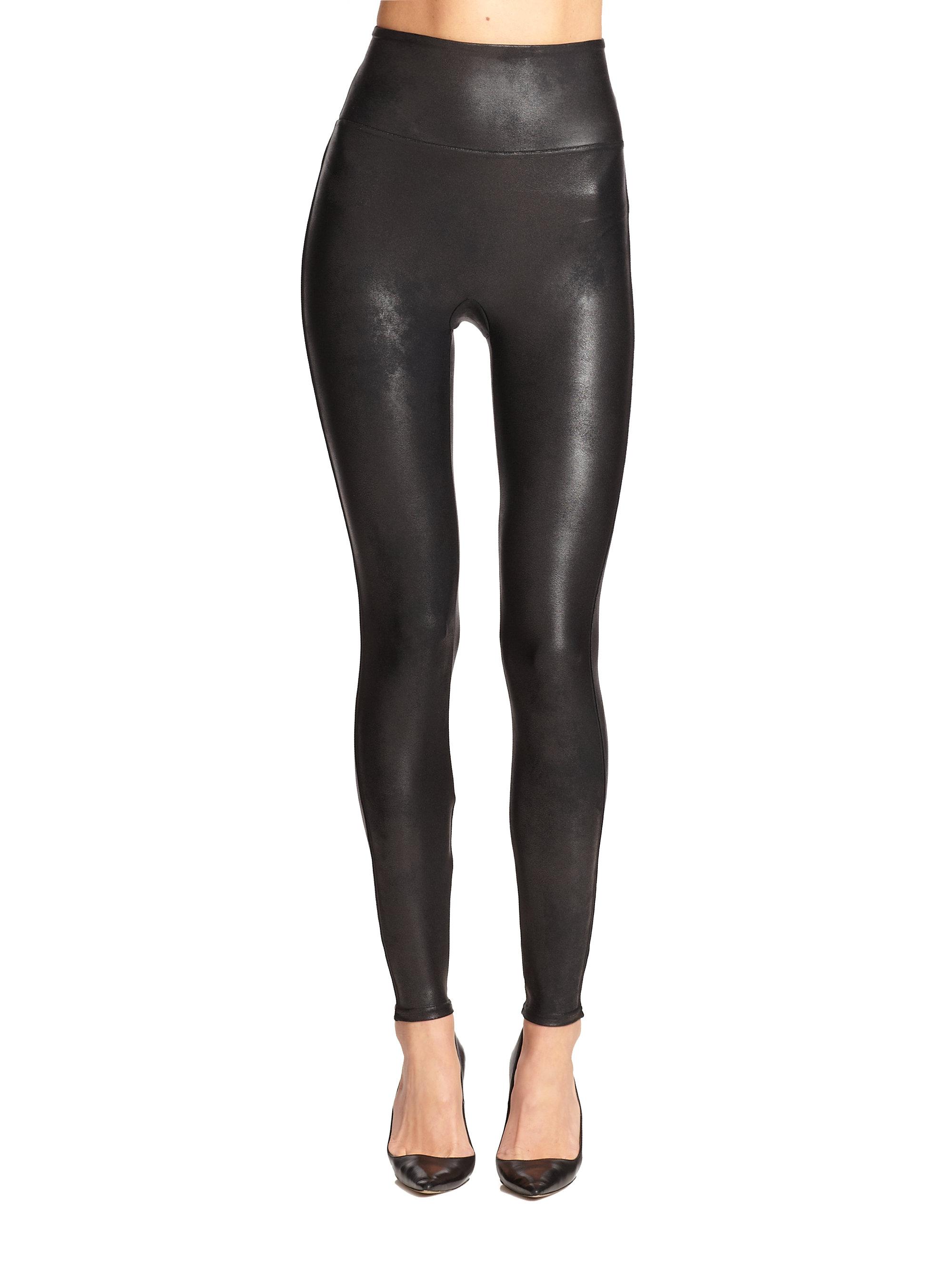 Spanx Faux Leather Shaping Leggings in Black | Lyst