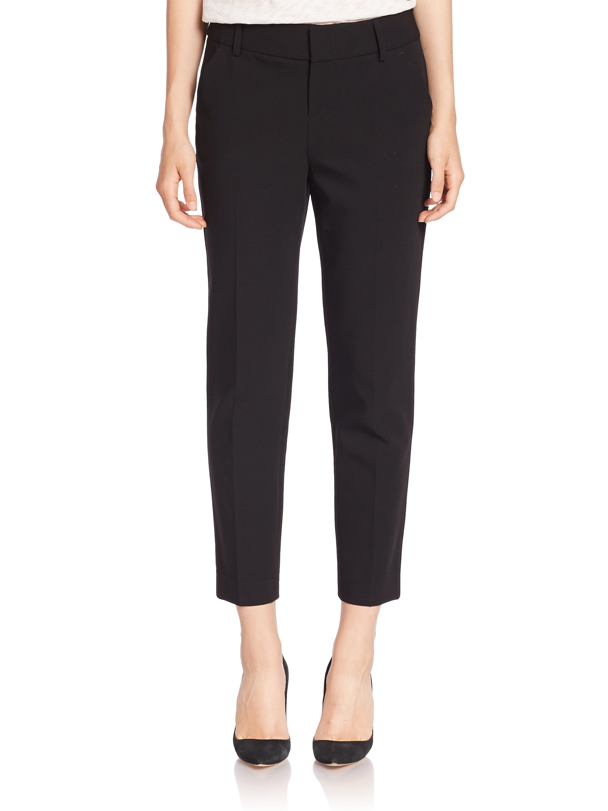 Alice + olivia Stacey Slim Cropped Pants in Black | Lyst