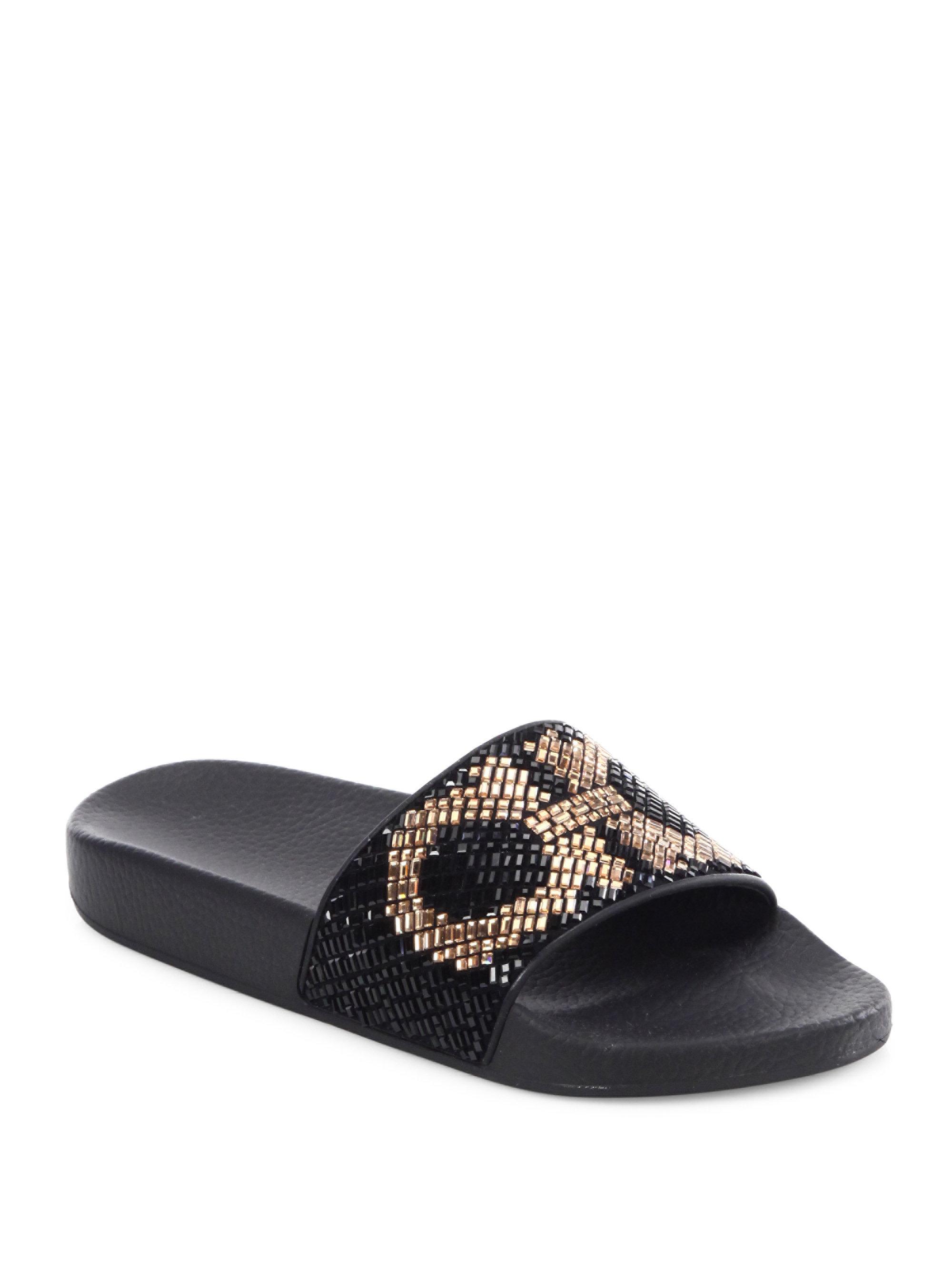 Ferragamo Groove Crystalembellished Gancini Pool Slides