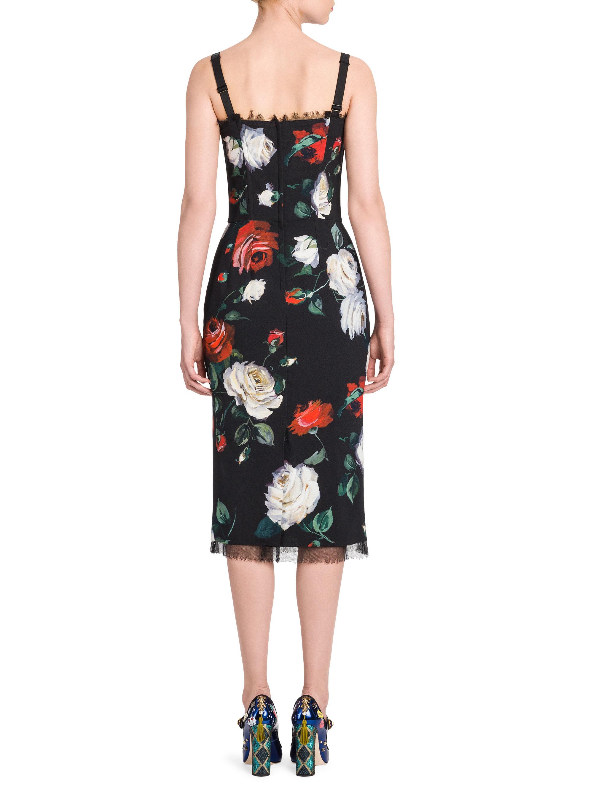Dolce & Gabbana Floral Bustier Dress in Rose Print (Black) | Lyst