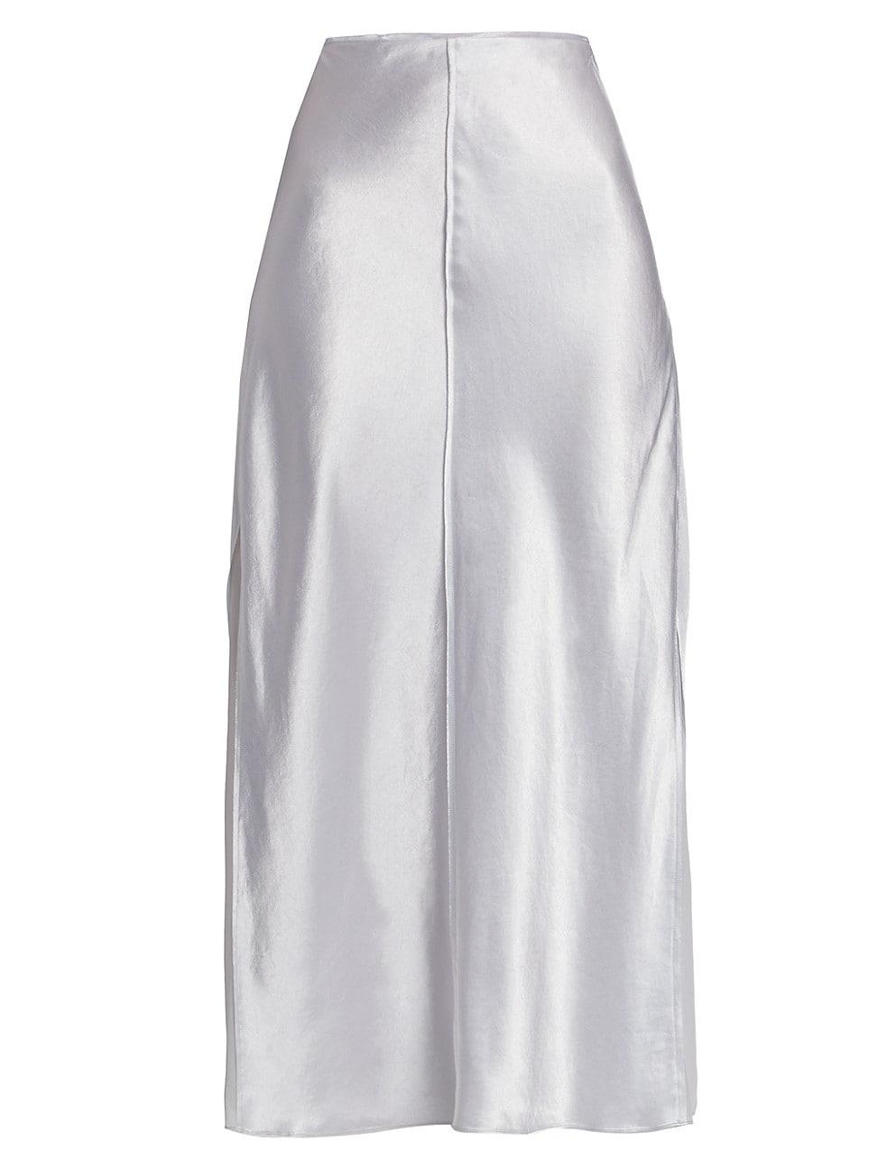 Vince paneled silk-satin midi skirt cheap