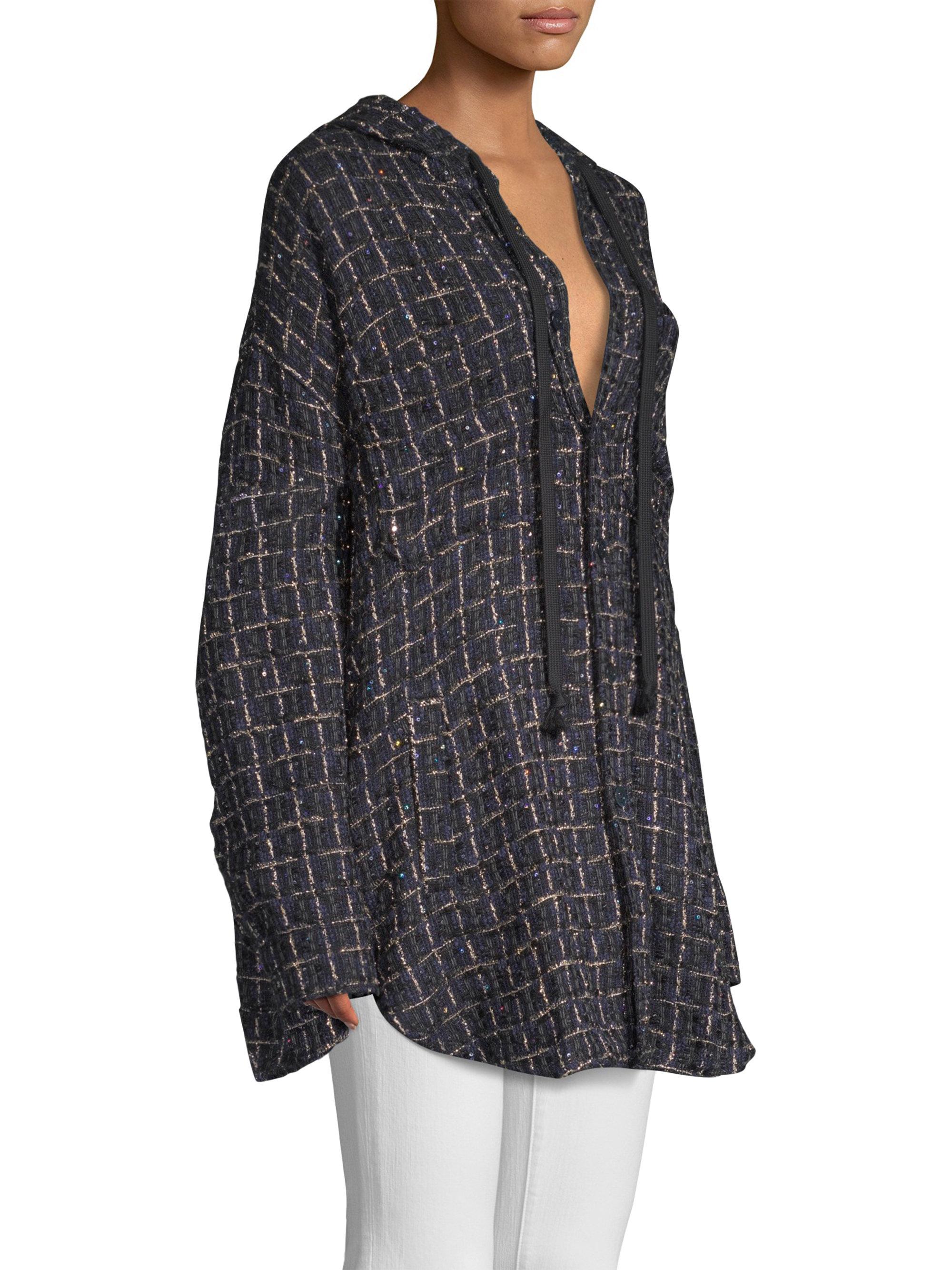 Faith Connexion Tweed Button-front Sweatshirt in Black - Lyst