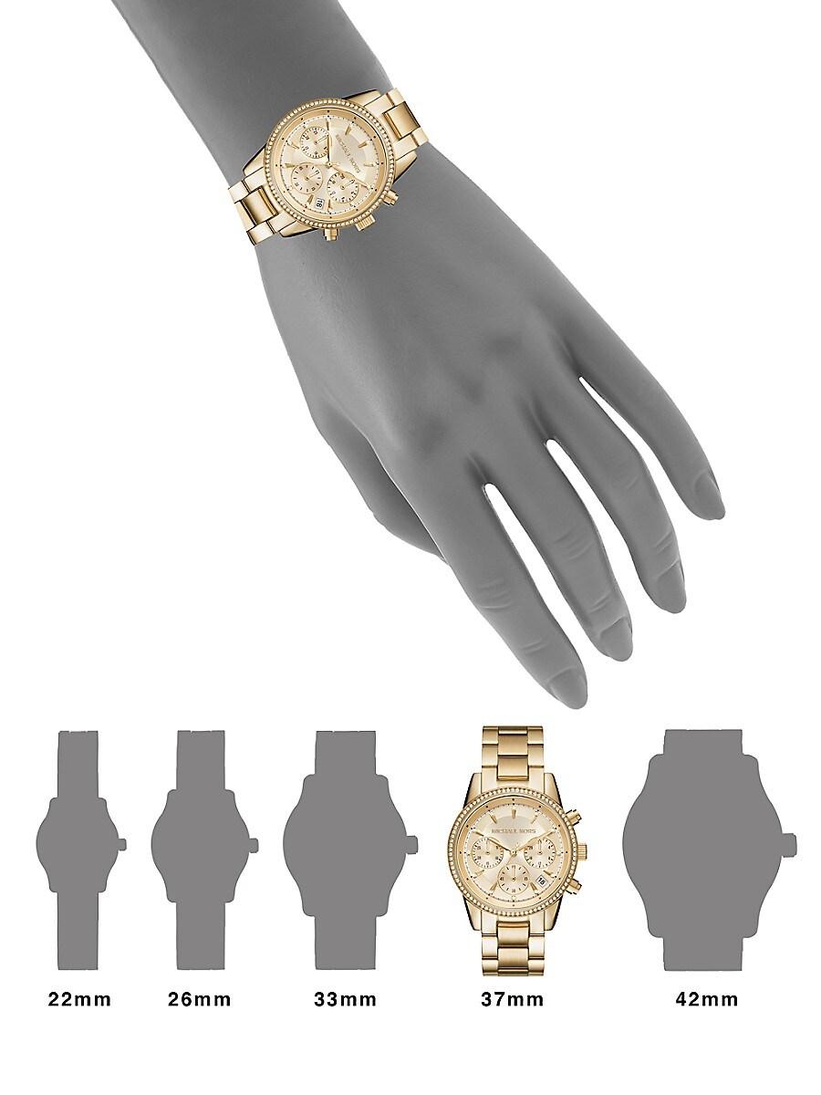 Michael Kors Ritz Studded Goldtone Stainless Steel Chronograph Bracelet  Watch Mk6356 in Yellow Gold (Metallic) - Lyst