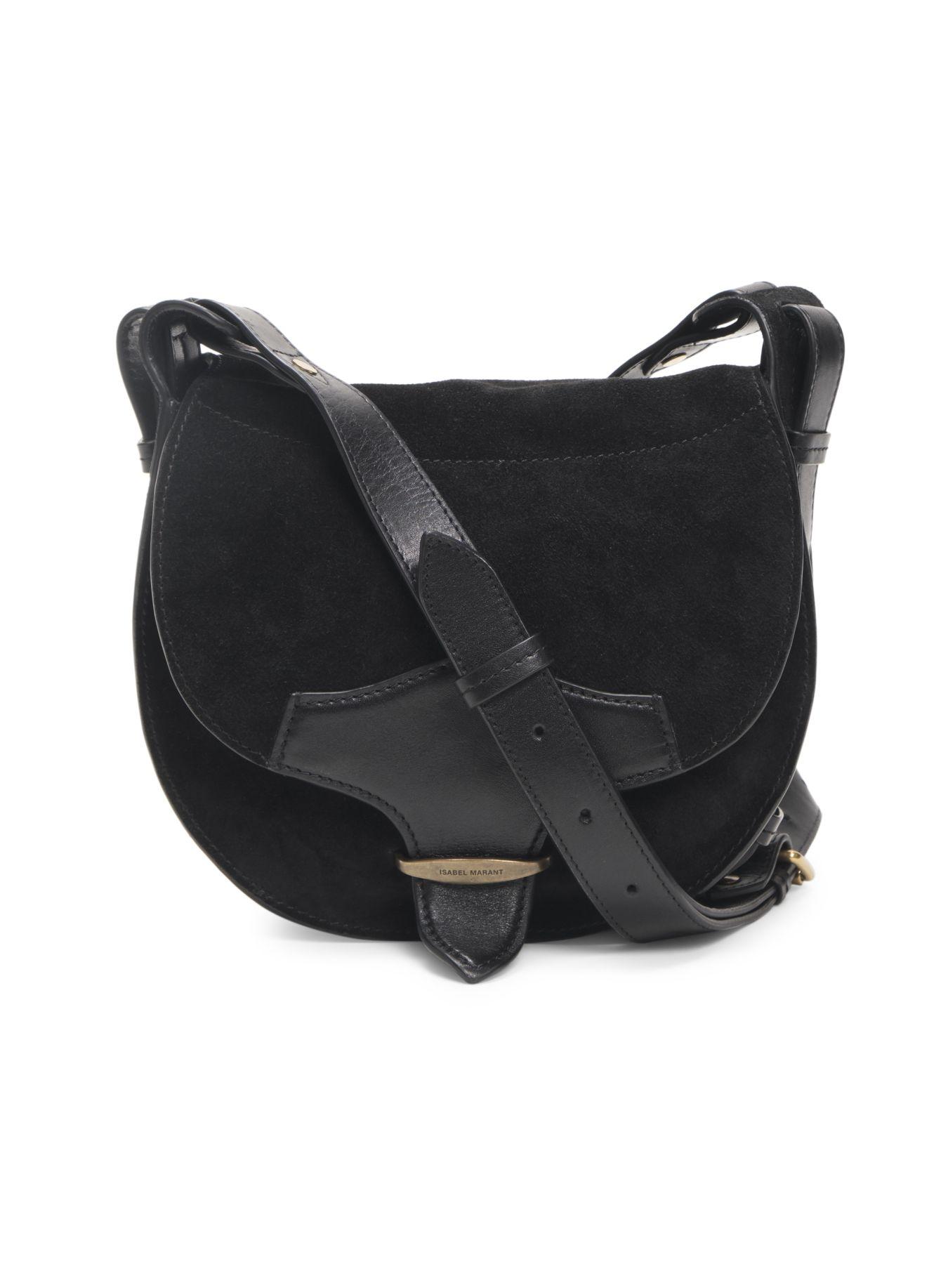 Isabel Marant Botsy Leathertrimmed Suede Saddle Bag in Black Lyst