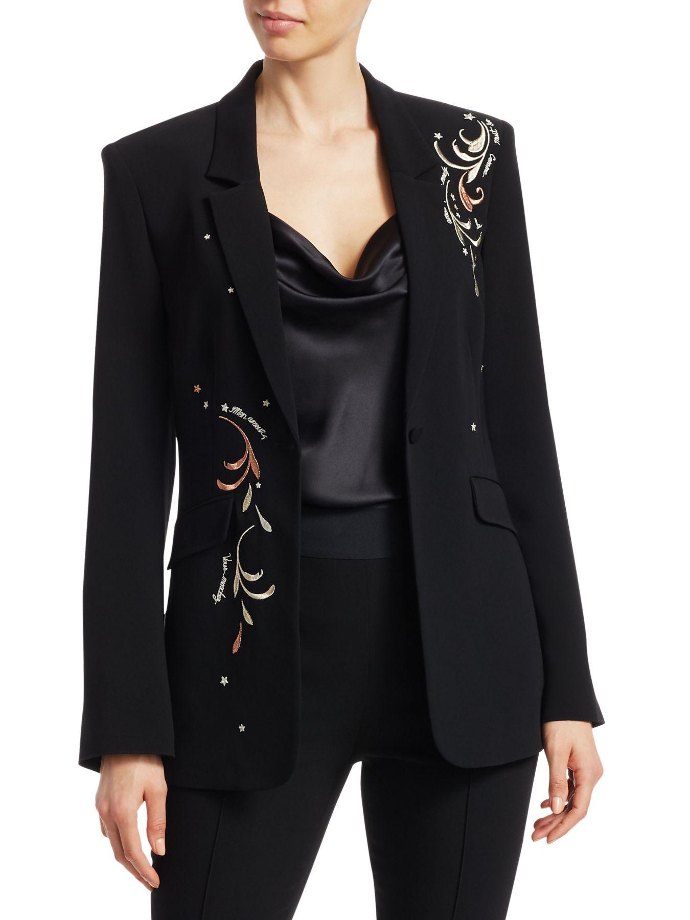 Cinq À Sept Synthetic Estelle Embroidered One-button Crepe Blazer in ...