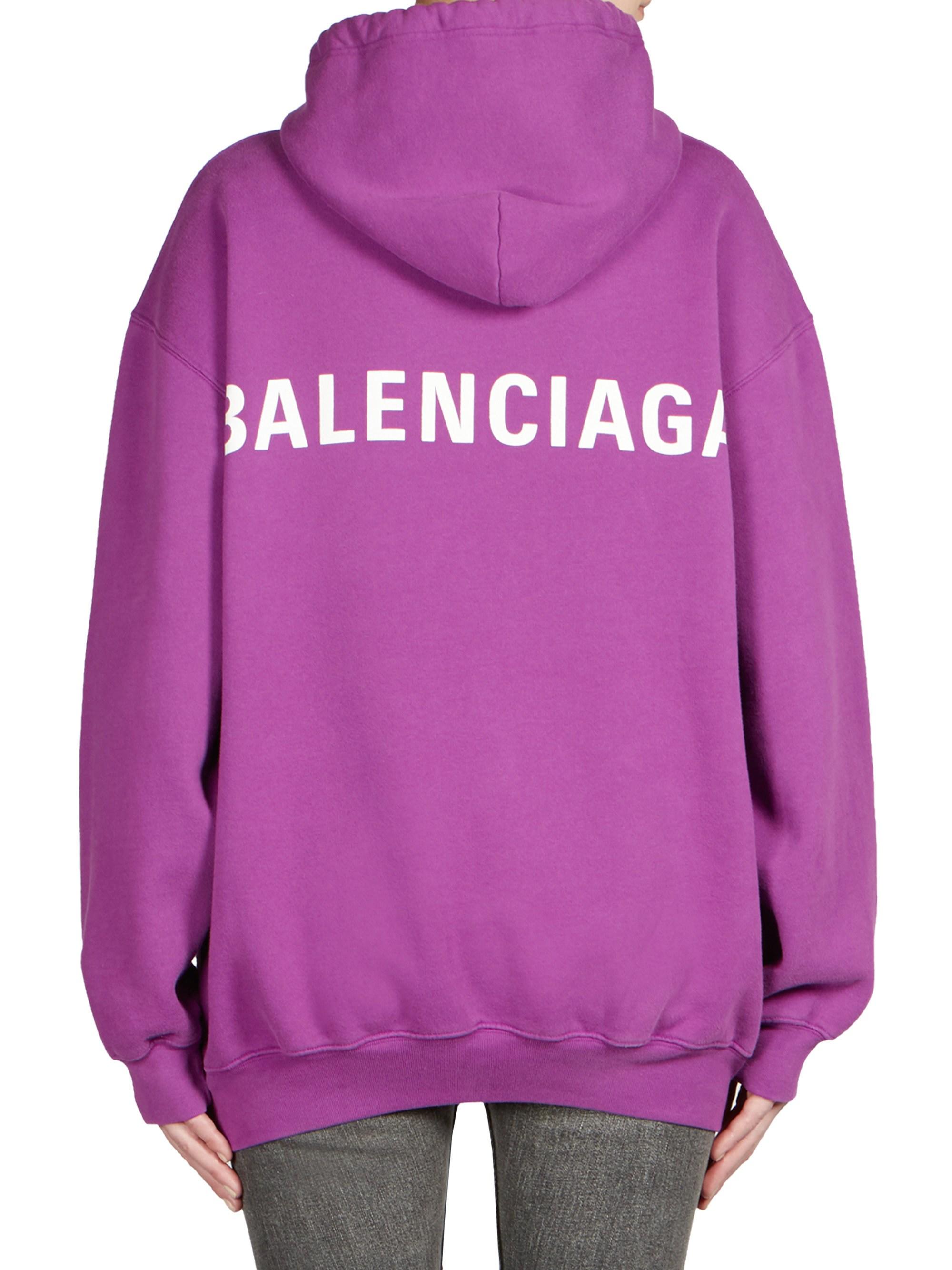 Balenciaga Oversized Logo Back Hoodie in Hot Violet (Purple) | Lyst