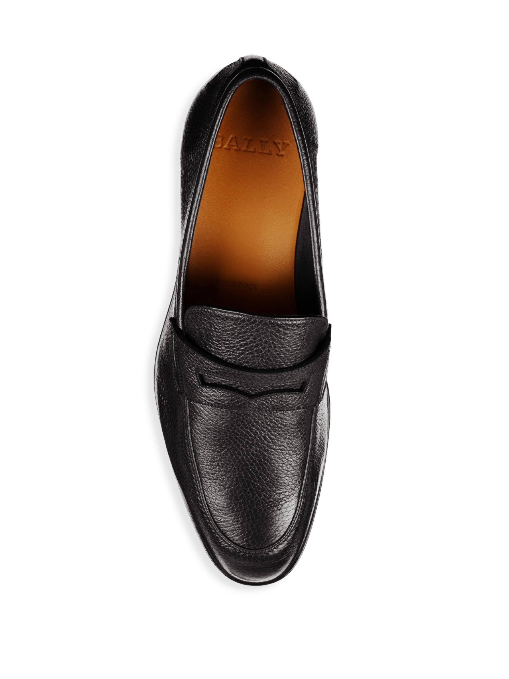 Bally Webb Grained Leather Penny Loafers in Black for Men - Lyst