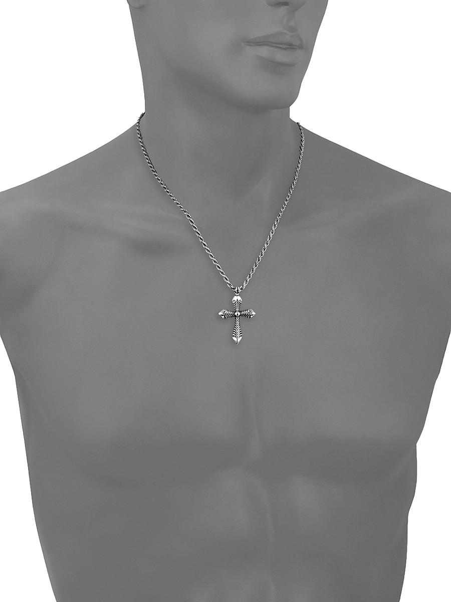 ネックレス・チョーカー emanuele bicocchi NEW DOUBLE CROSS NECKLACE (DGNCC3 SILVER) Emanuele Bicocchi Double Cross Necklace - Silver - Due West