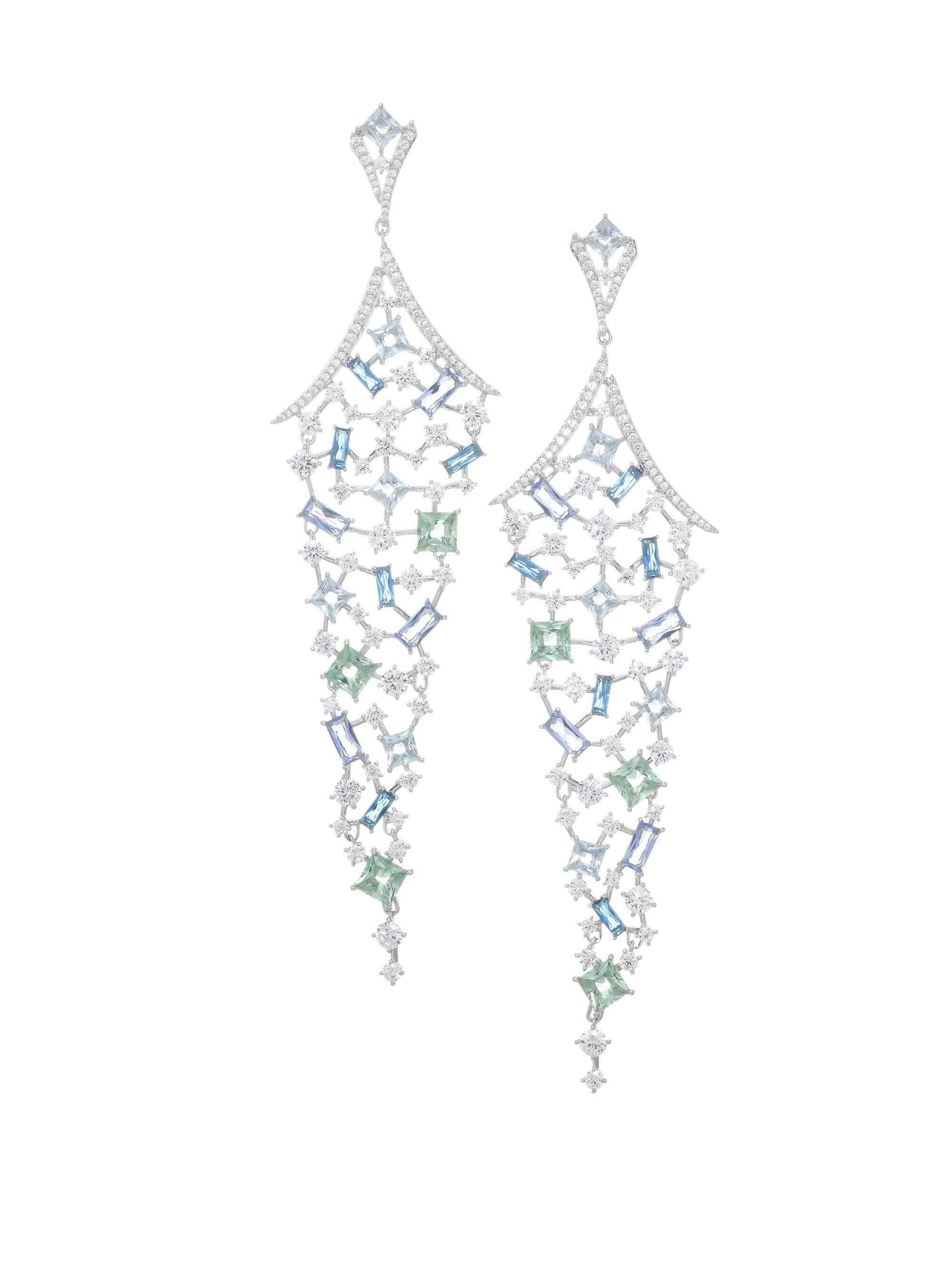 Lyst Adriana Orsini Azure Colored Crystal Long Chandelier Earrings Adriana Orsini Women S Metallic Azure Colored Crystal Long Chandelier Earrings