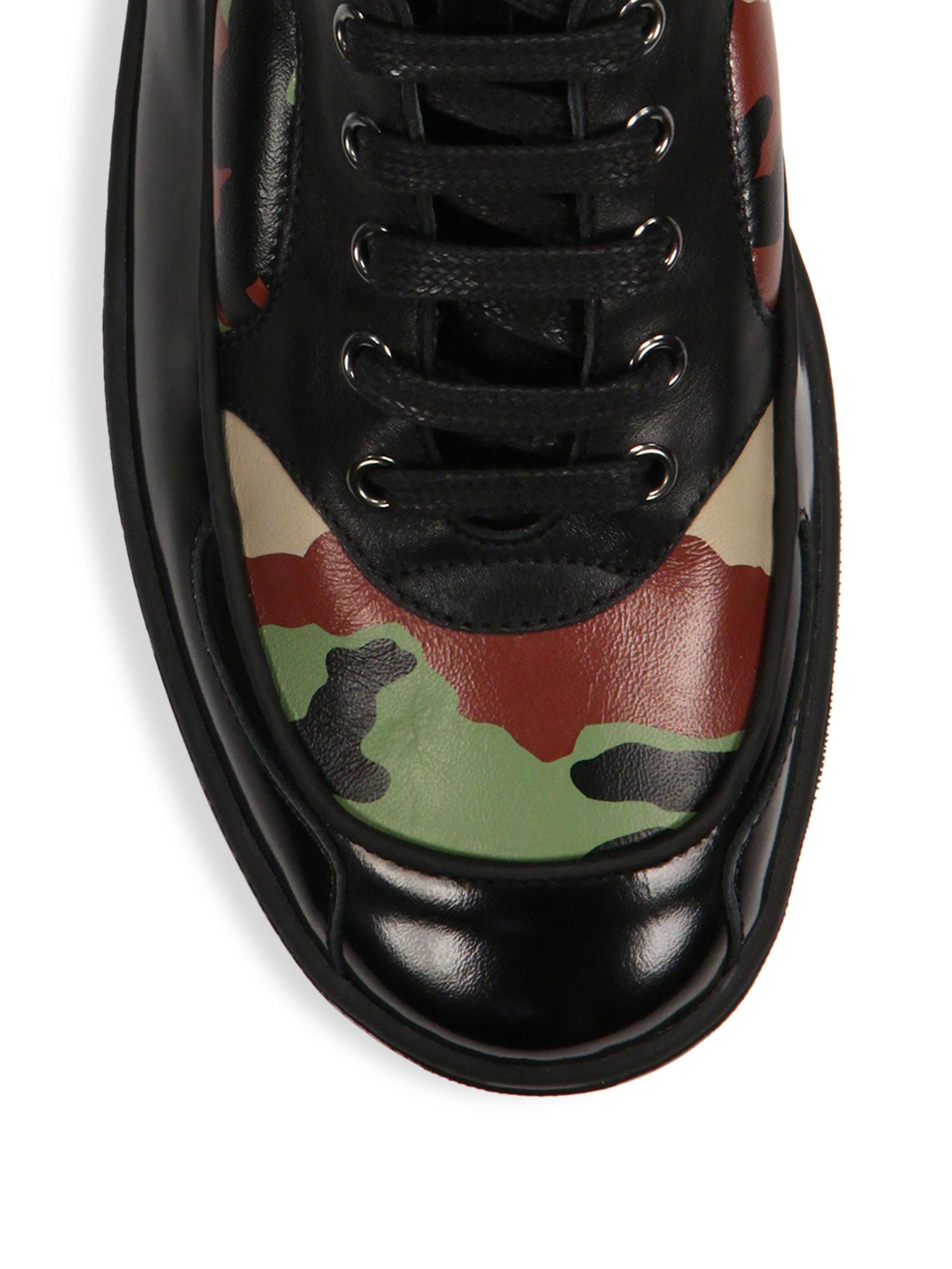 Moschino Camo Leather High Top Sneakers in Black for Men - Lyst