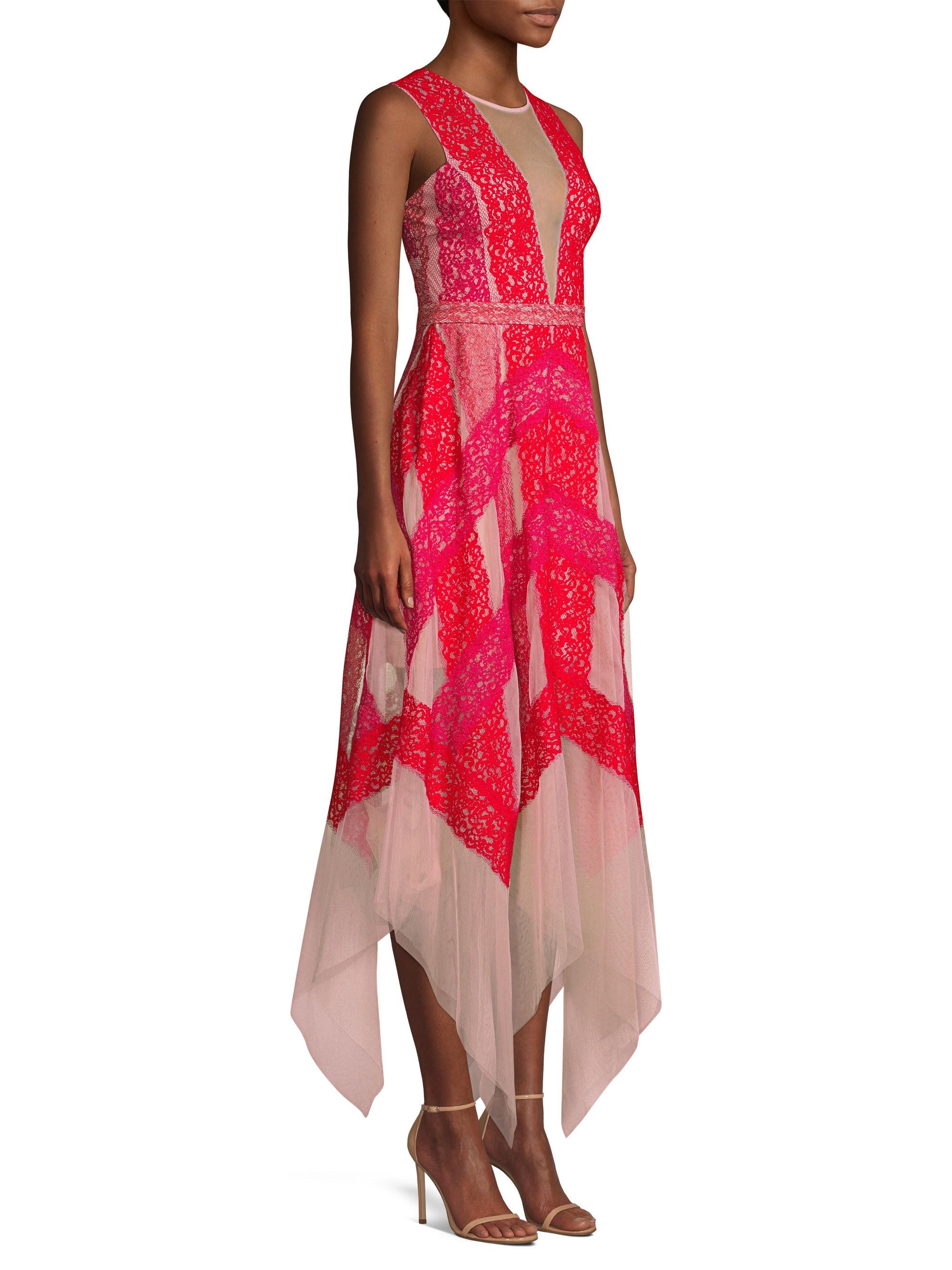 bcbg floral lace handkerchief dress
