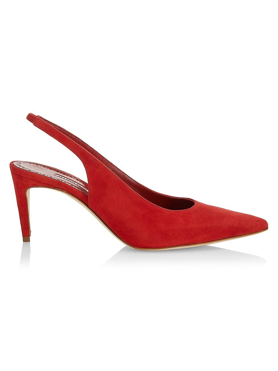 Manolo Blahnik Paledarc 70mm Suede Slingback Pumps in Red | Lyst