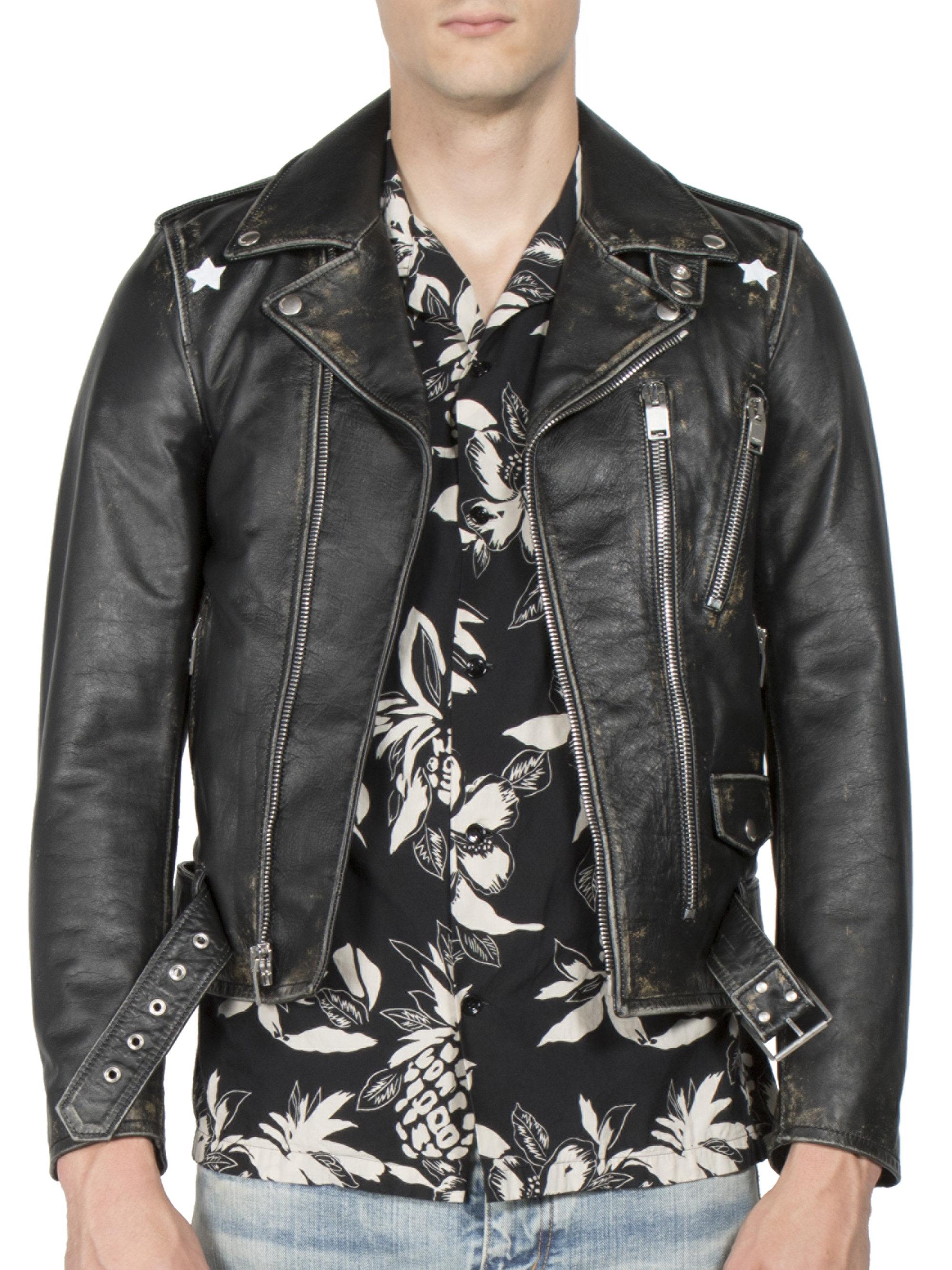 saint laurent distressed leather jacket