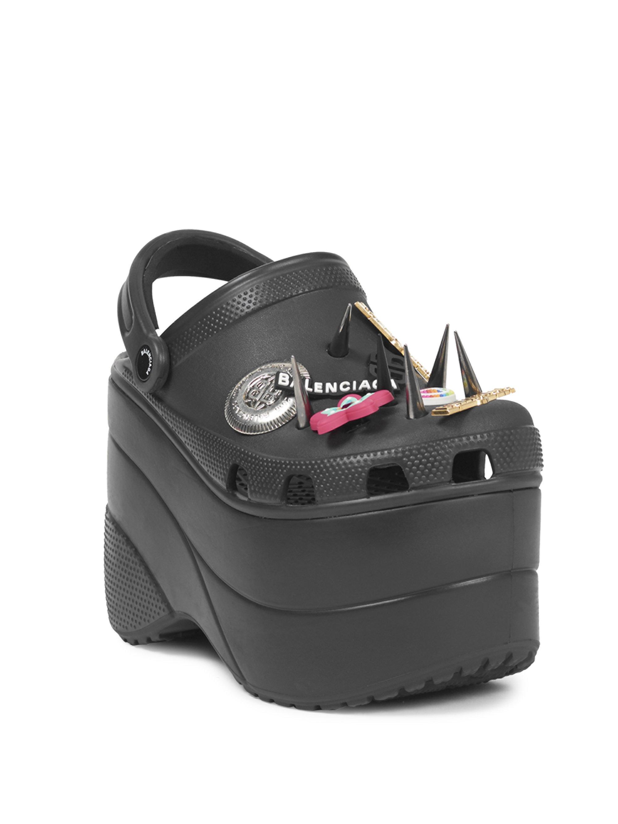 Balenciaga Black Foam Platform Crocs With Spikes | Lyst