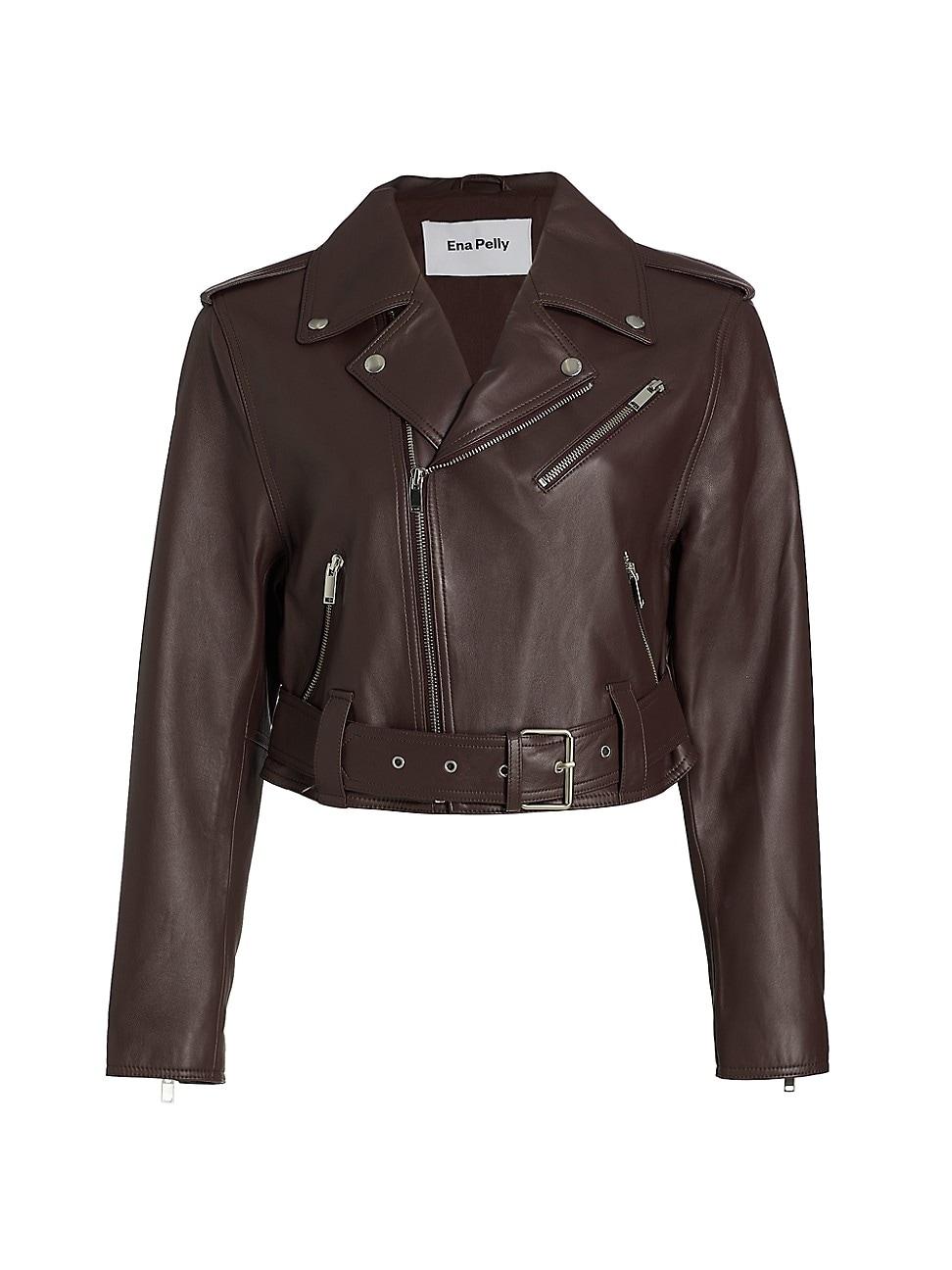 ENA PELLY Goldie Leather Jacket in Brown | Lyst