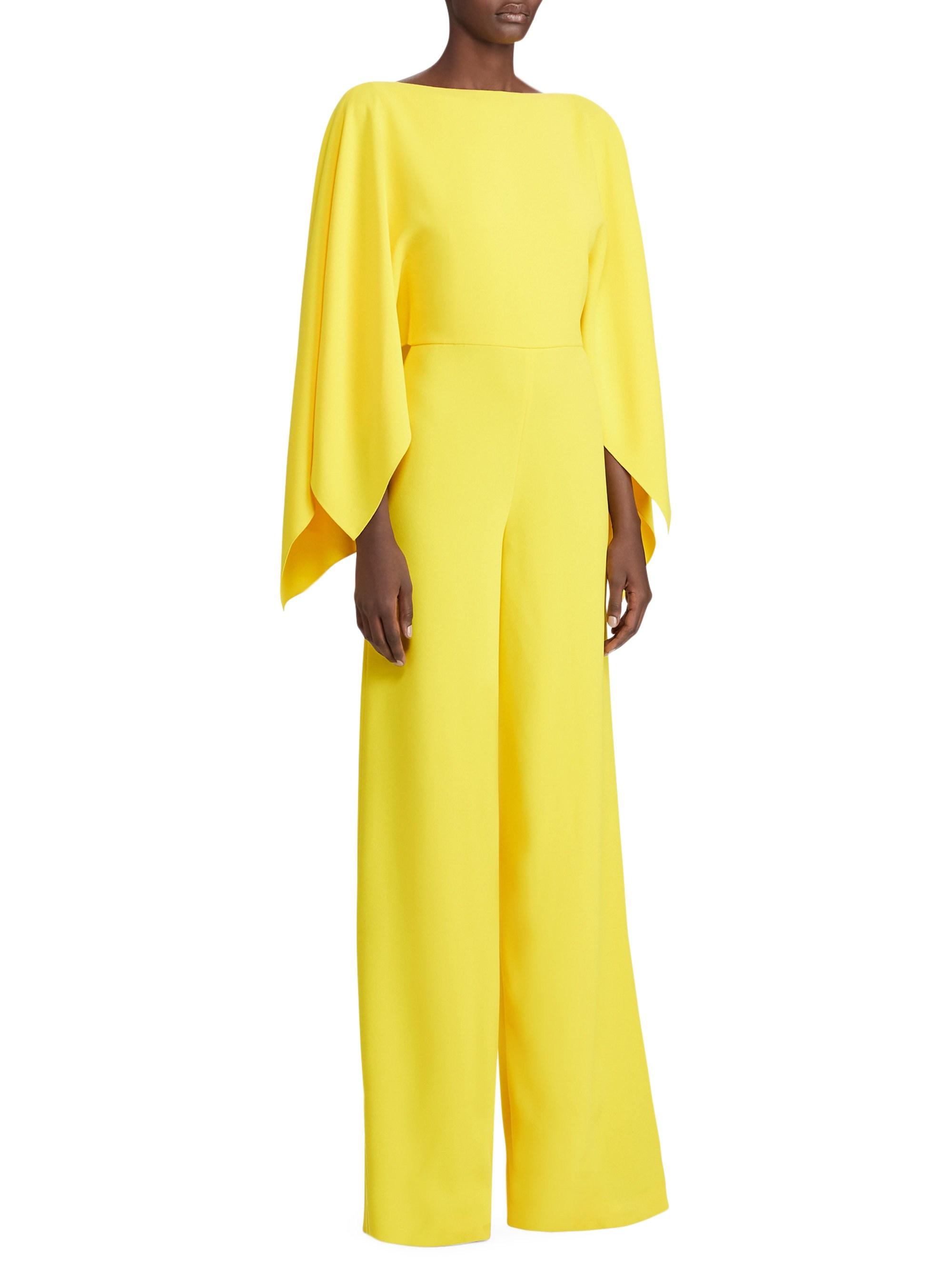 Ralph Lauren Collection Caitrin Wide-leg Jumpsuit in Yellow - Lyst