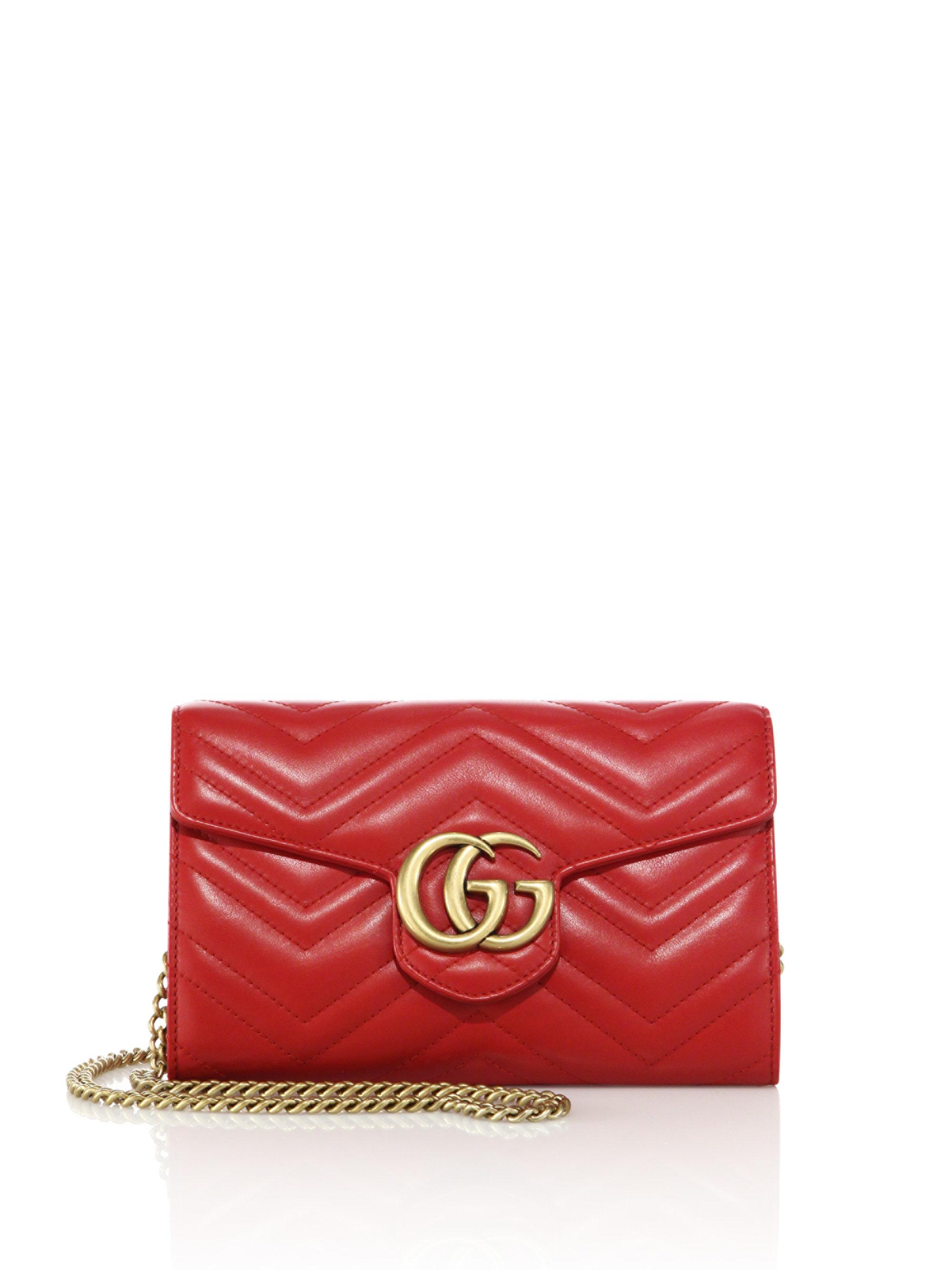 Gucci GG Marmont 2.0 Chain Wallet in Red | Lyst