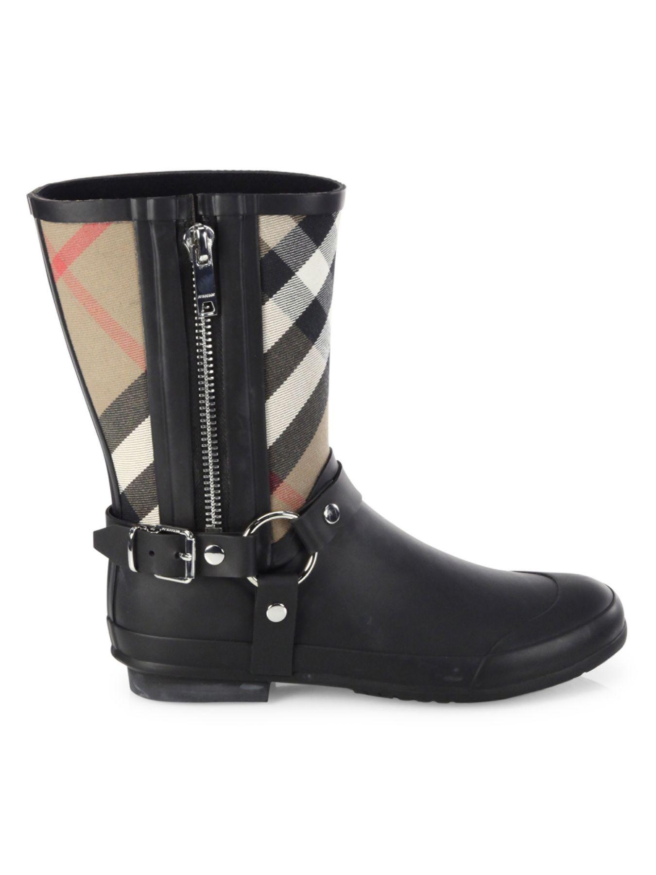 burberry women's zane signature check rain boots
