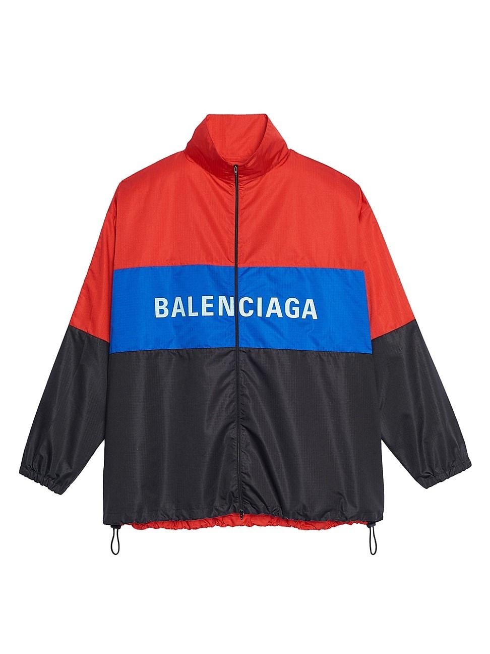 Balenciaga Zip Up Logo Jacket in Blue Lyst