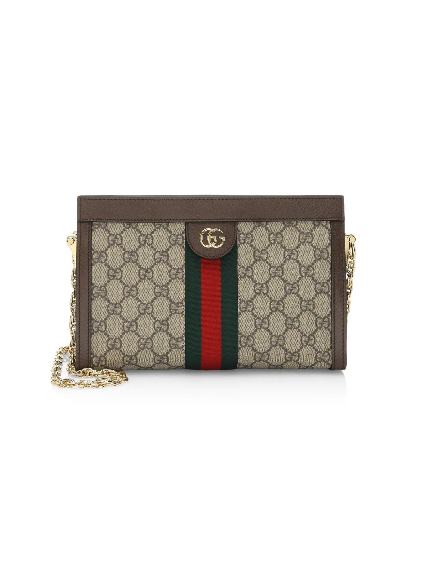 Gucci Ophidia Linea Dragoni Small GG Supreme Canvas Chain Shoulder Bag in Beige (Brown) - Lyst