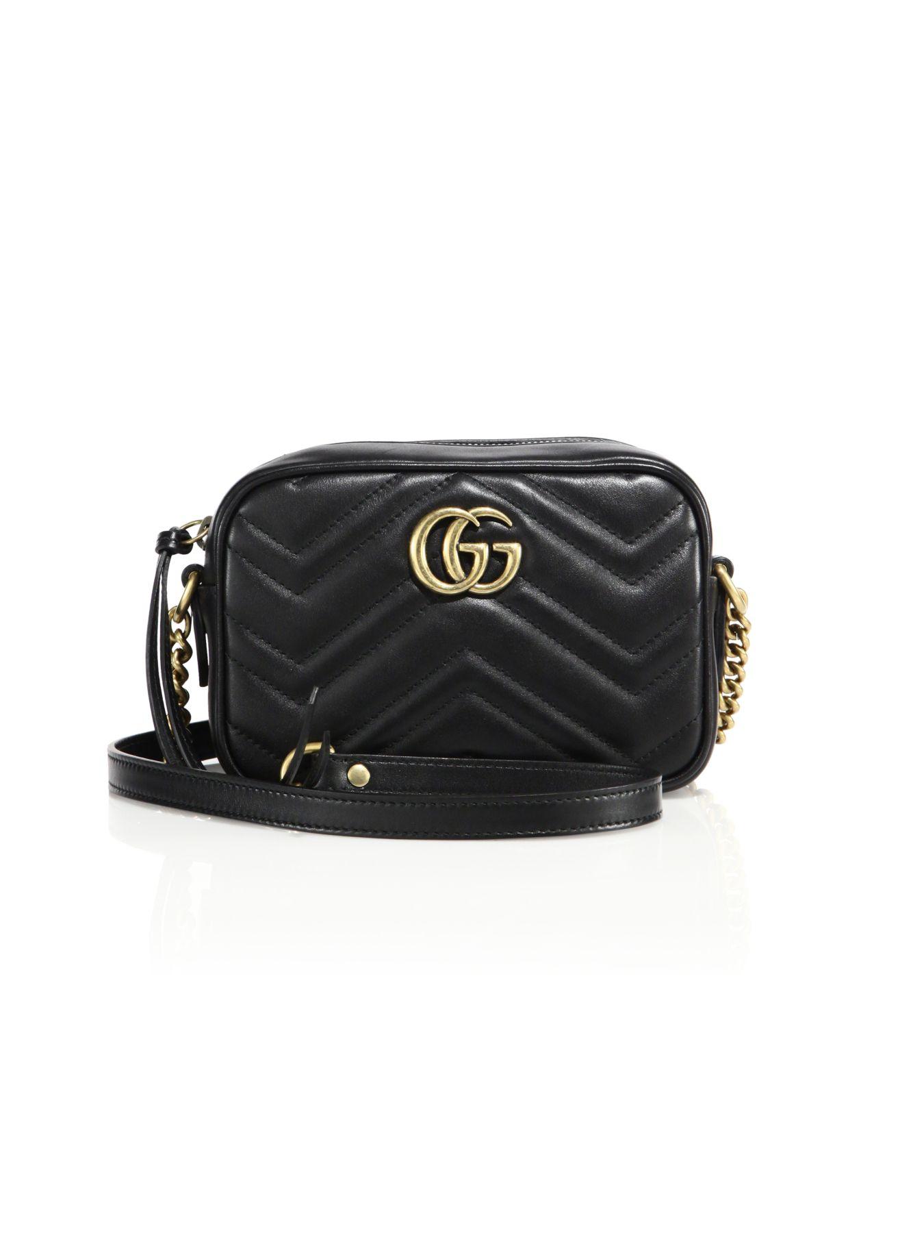 Gucci Leather GG Marmont Mini Matelasse Camera Bag, Black - Save 22% - Lyst