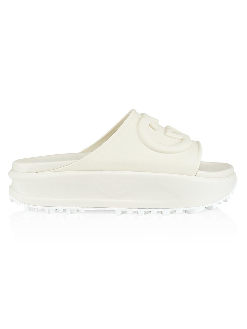 Gucci Miami Embossed Platform Slides in White Lyst
