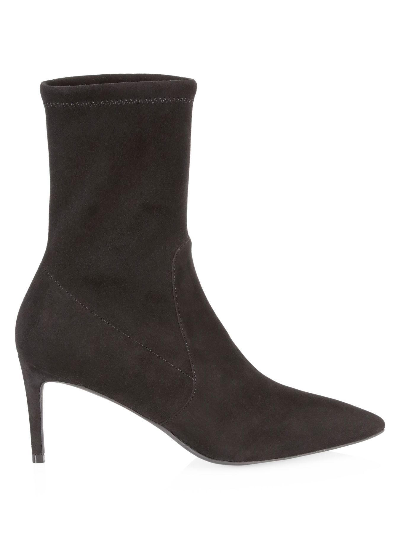 stuart weitzman black wren 75 suede heeled ankle boots