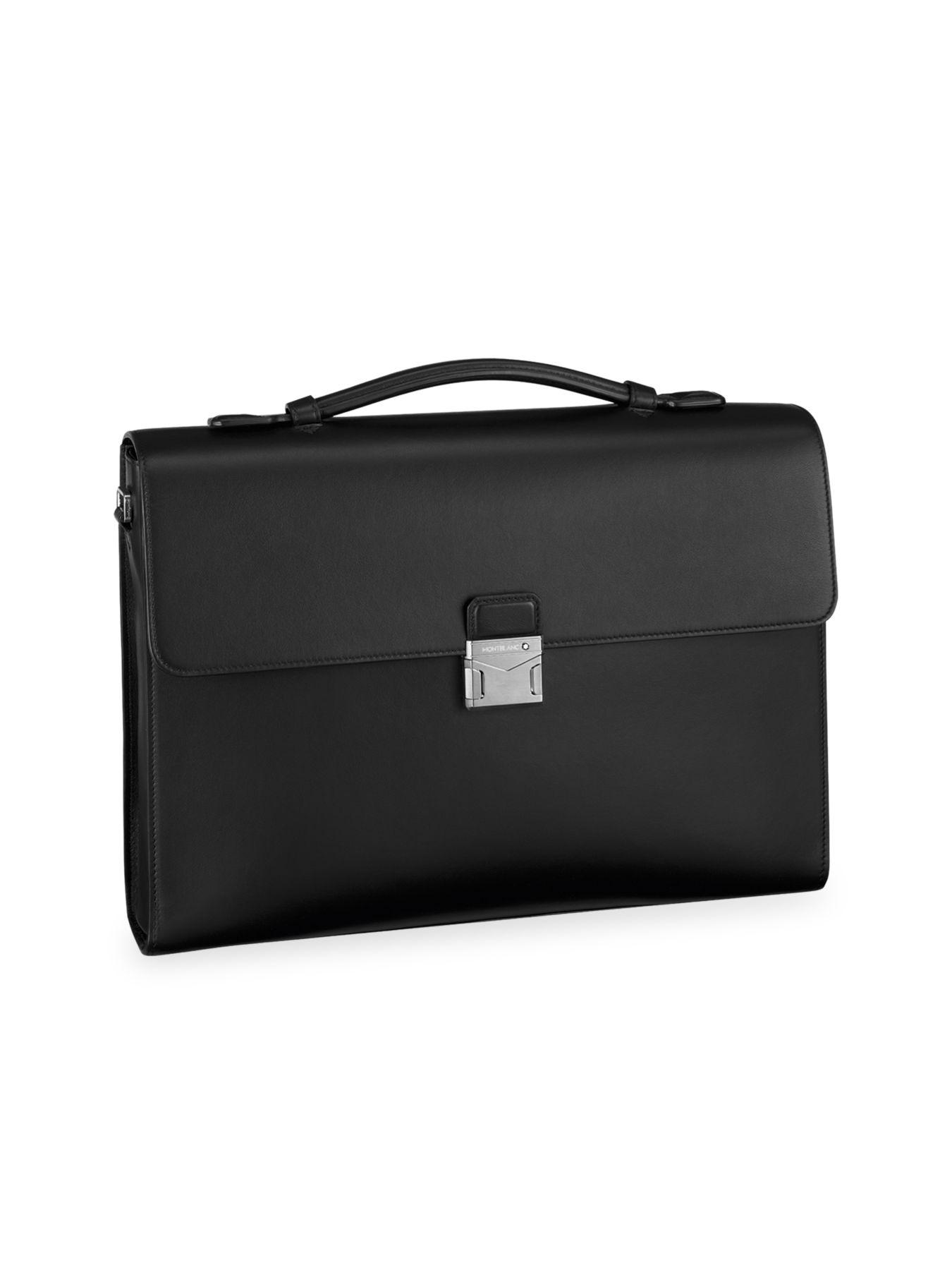 Montblanc Meisterstück Urban Single Gusset Leather Briefcase in Black