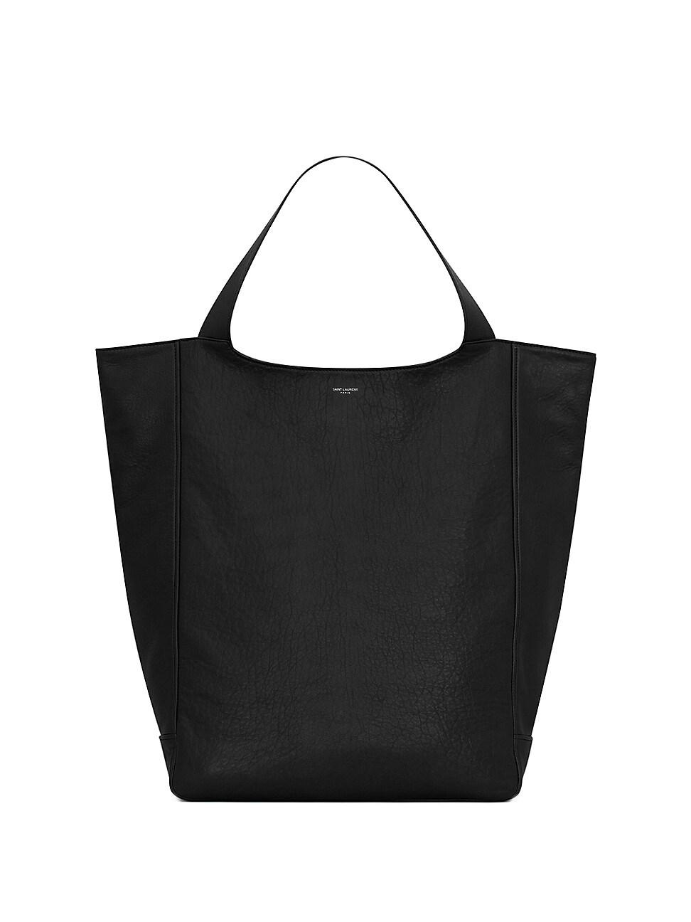 Saint Laurent Maxi Tote In Grained Leather in Black | Lyst