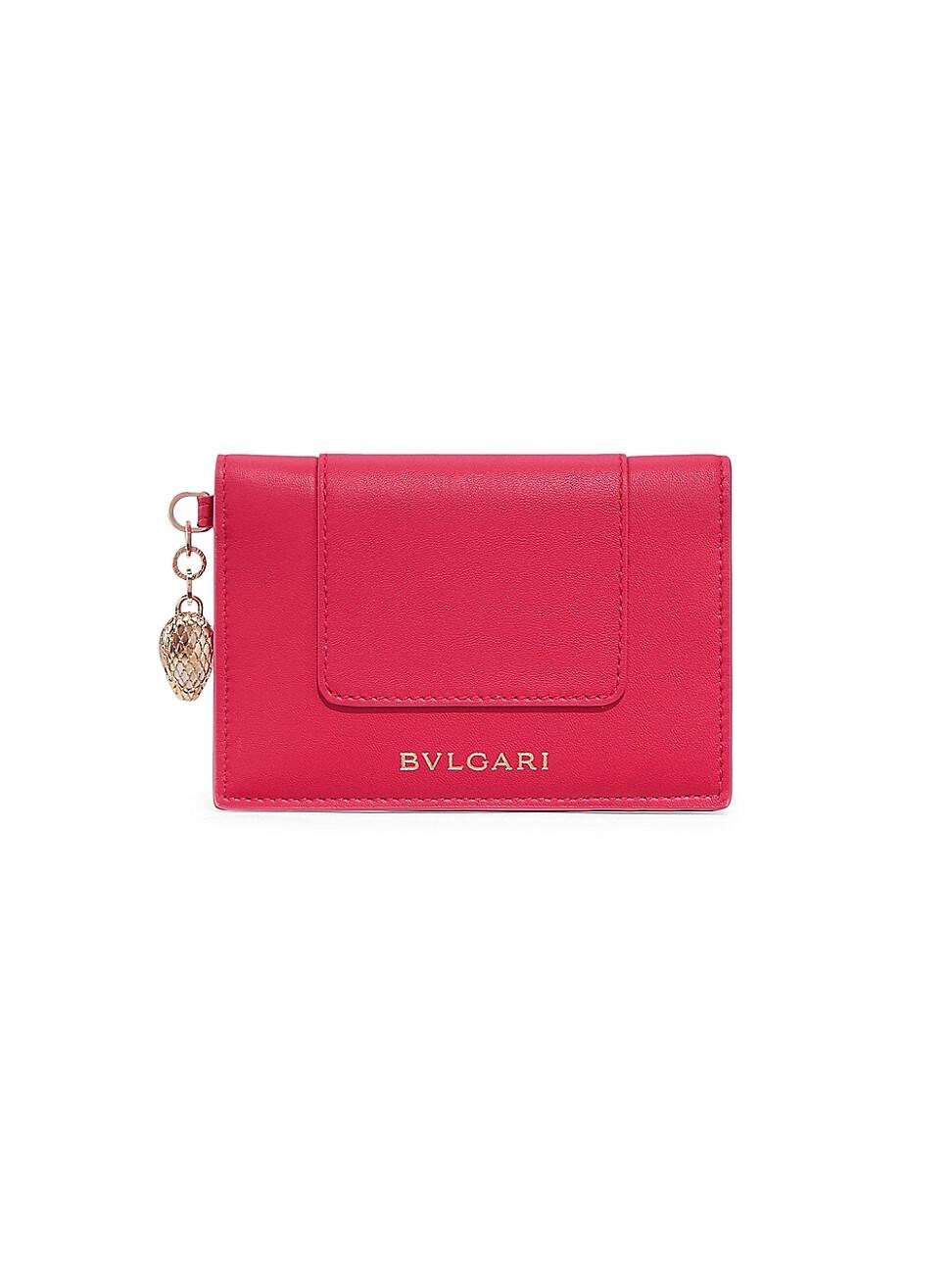 BVLGARI Serpenti Forever Leather Bi-fold Card Holder in Red | Lyst