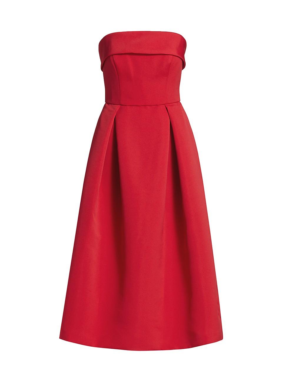 Amsale Faille Strapless Dress in Red Lyst