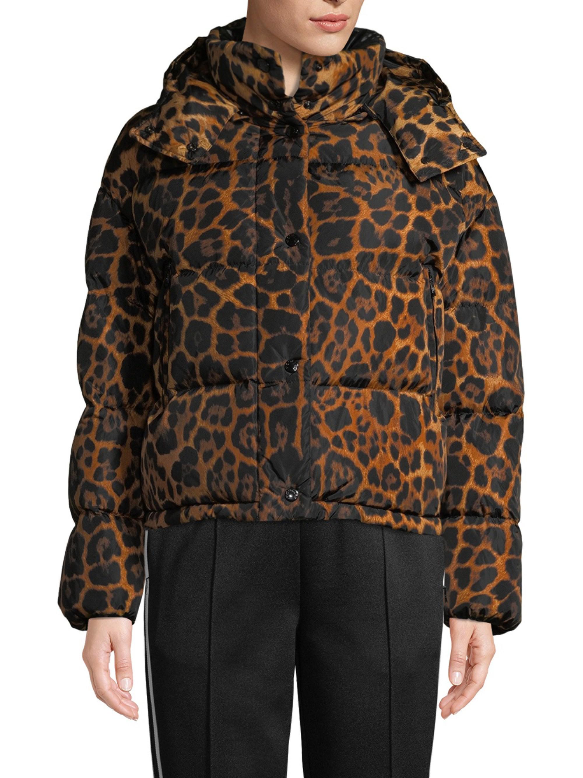 Moncler Caille Matte Leopard Print Puffer Jacket - Lyst