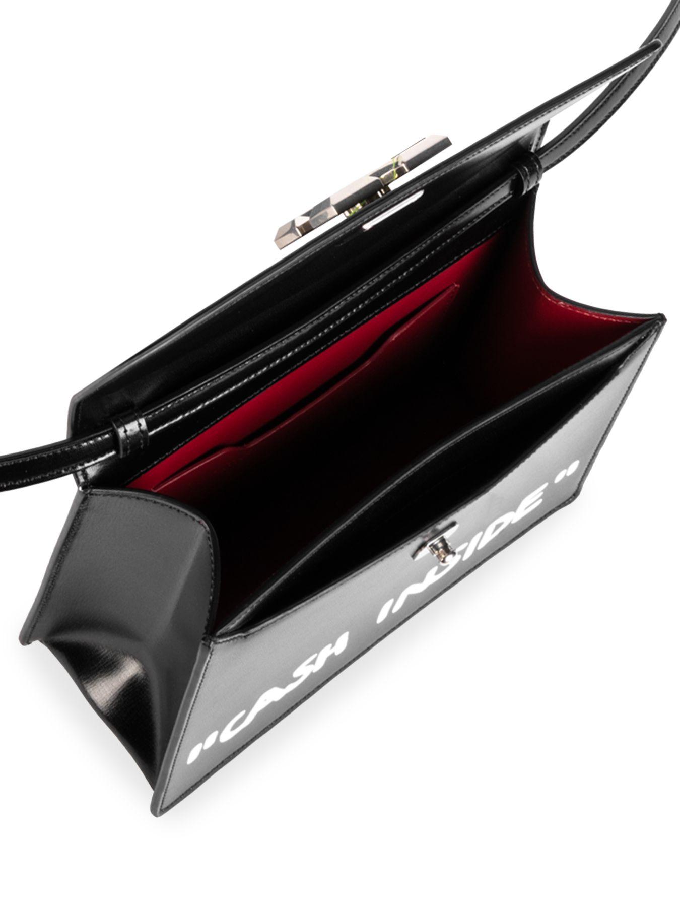 Off-White c/o Virgil Abloh Jitney 1.0 Cash Inside Leather Crossbody Bag in Black White (Black ...