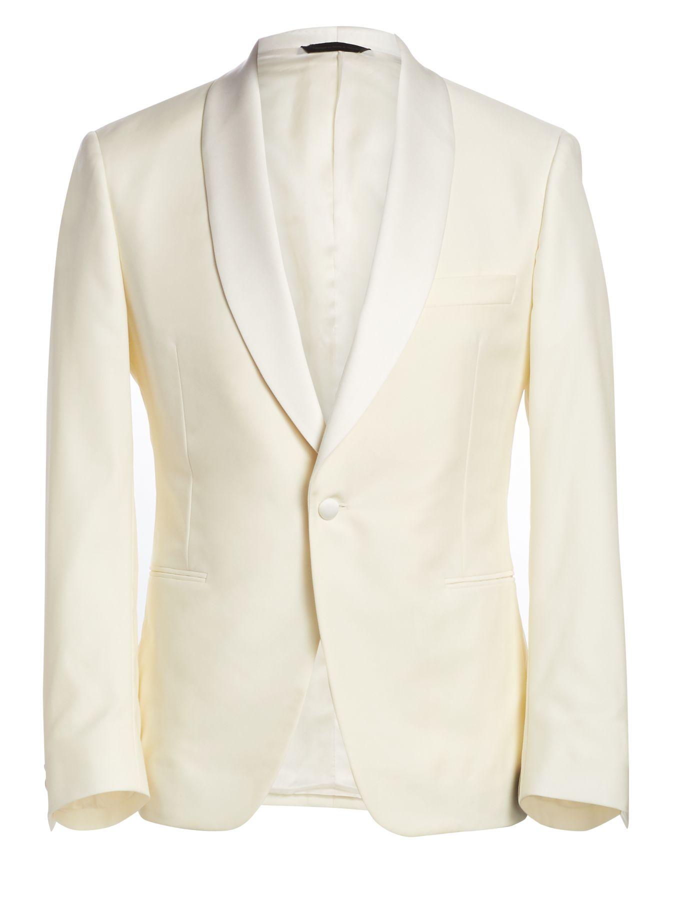 Saks Fifth Avenue Samuelsohn Classic-fit Shawl-collar Wool Dinner Jacket in White for Men - Lyst