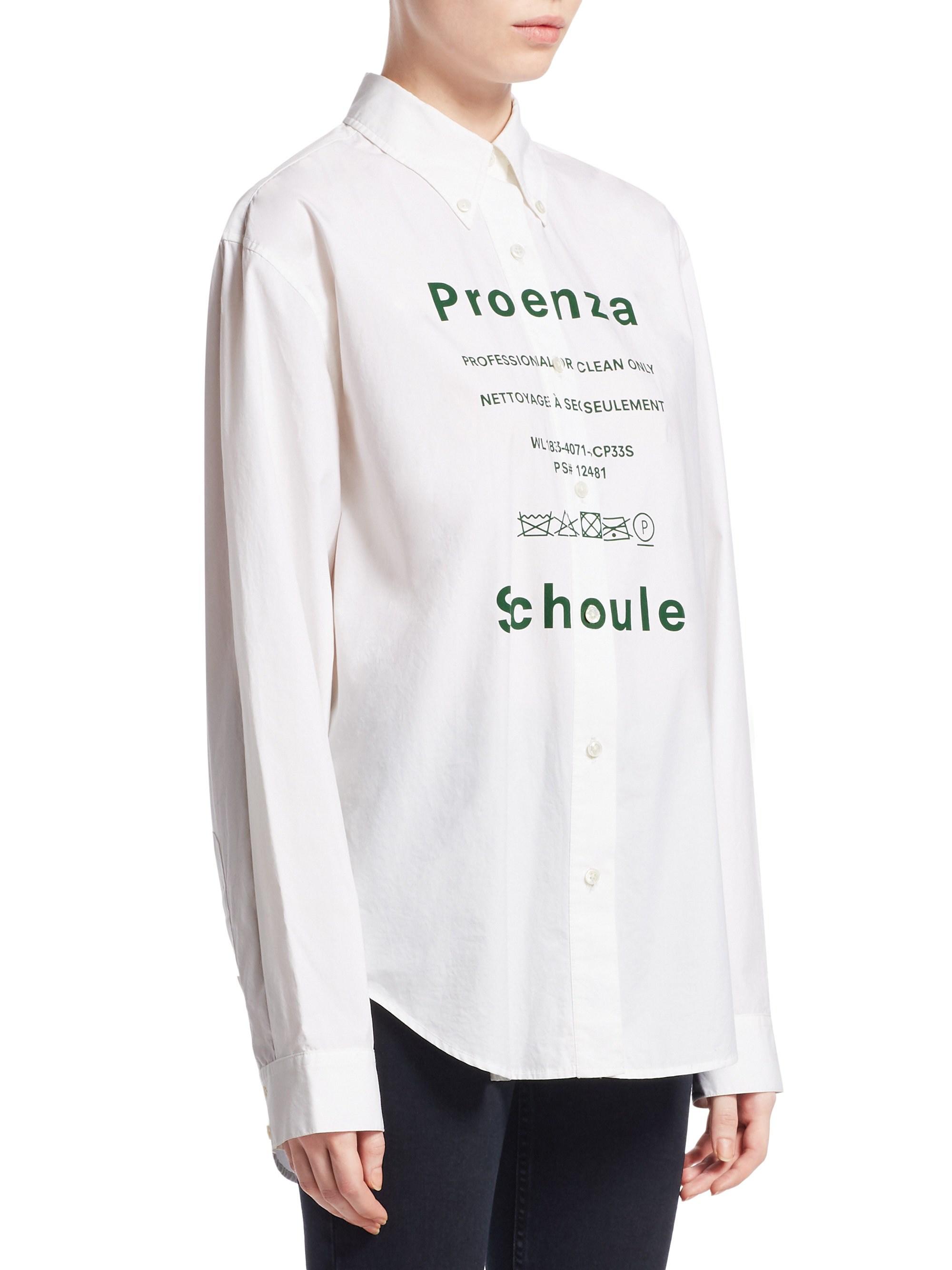 Proenza Schouler Cotton Logo Print Shirt in White - Lyst