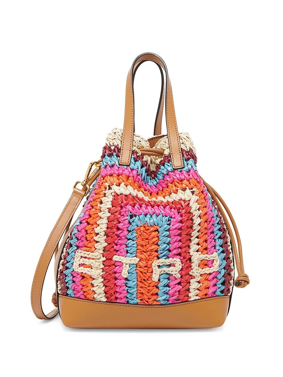 Etro Sac Raffia Crochet Bucket Bag in Red Lyst