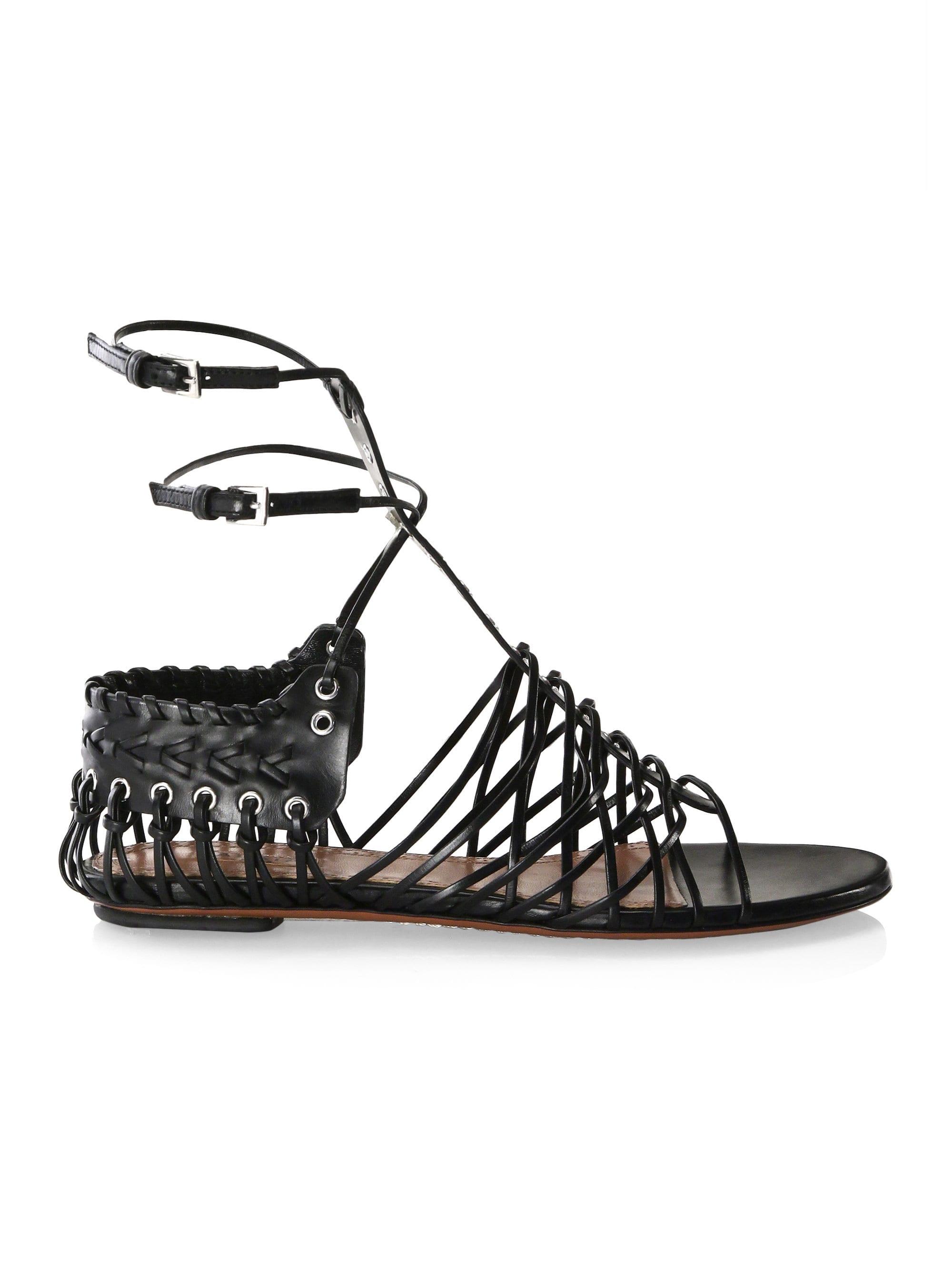 caged leather sandals